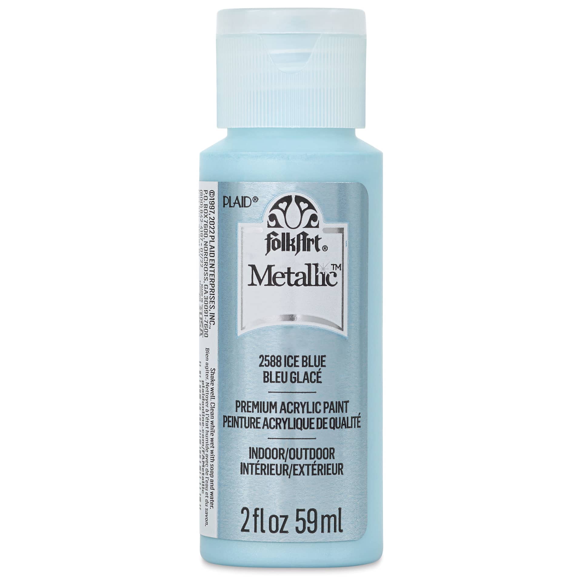FolkArt Metallic Acrylic Paint - Ice Blue, 59 ml - front of bottle