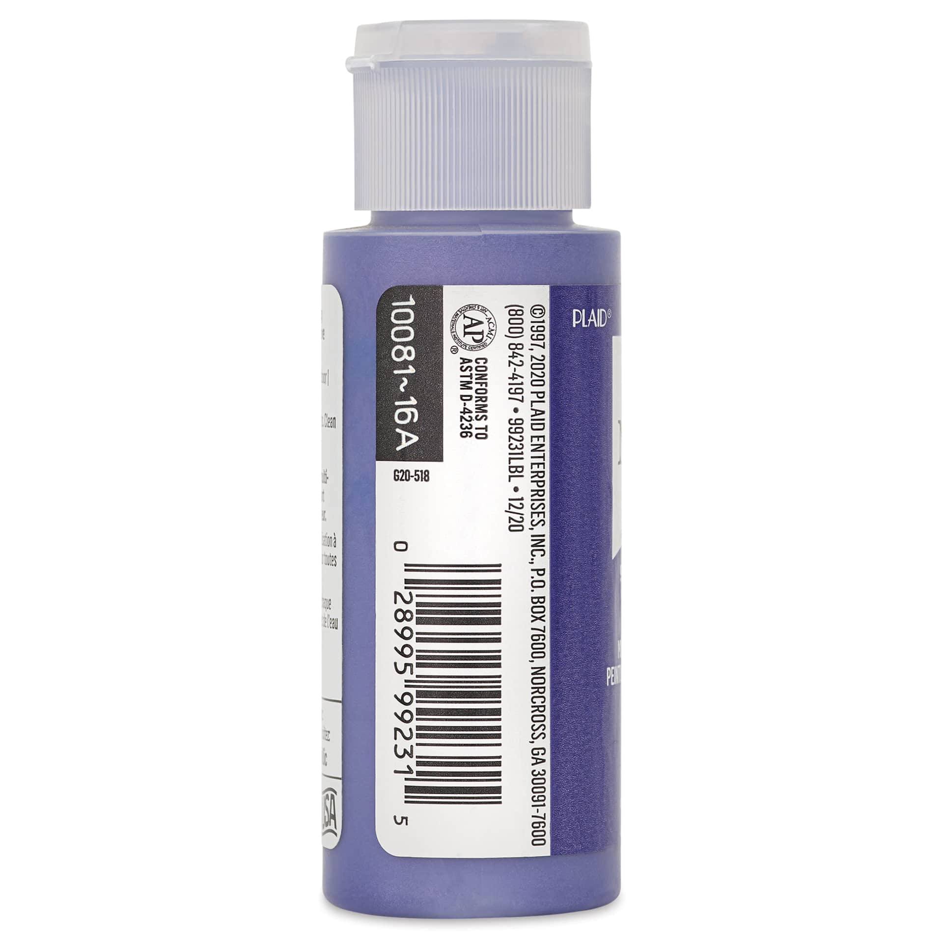 FolkArt Metallic Acrylic Paint - Violet Shimmer, 59 ml bottle side