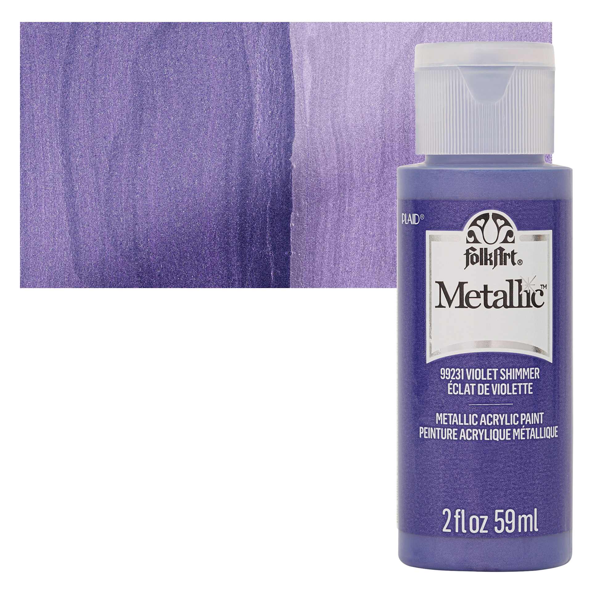 FolkArt Metallic Acrylic Paint - Violet Shimmer, 59 ml bottle and swatch