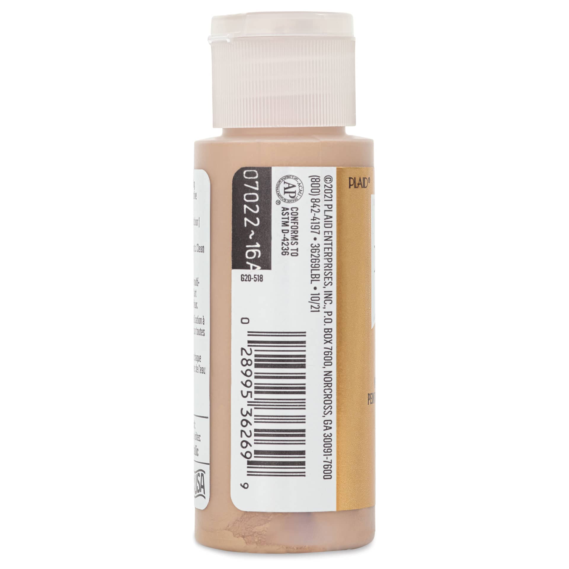 FolkArt Metallic Acrylic Paint - Bronze Metal, 59 ml bottle side