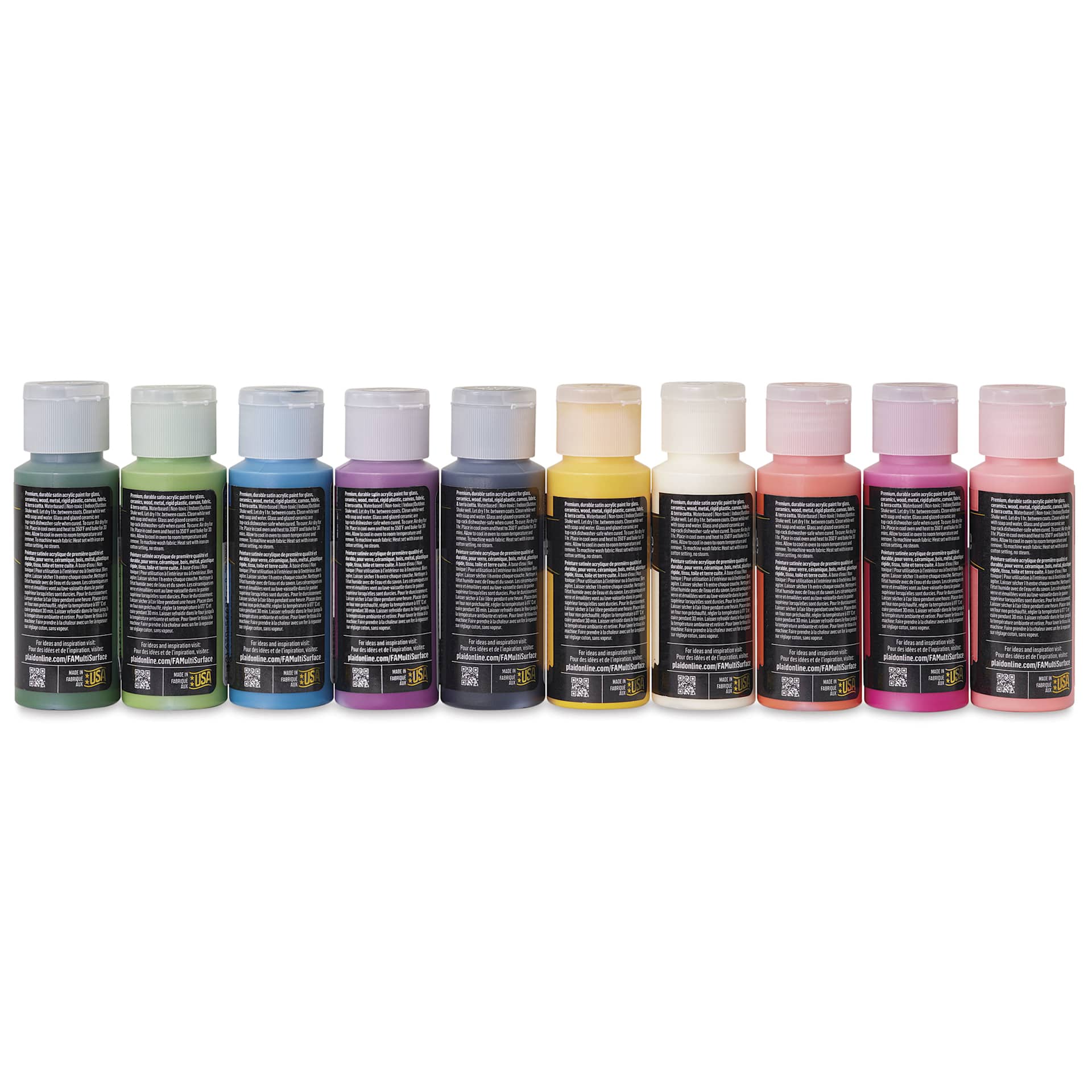 FolkArt Multi-Surface Acrylic Paints - Set of 10, Artisan Colors, 59 ml Bottles back