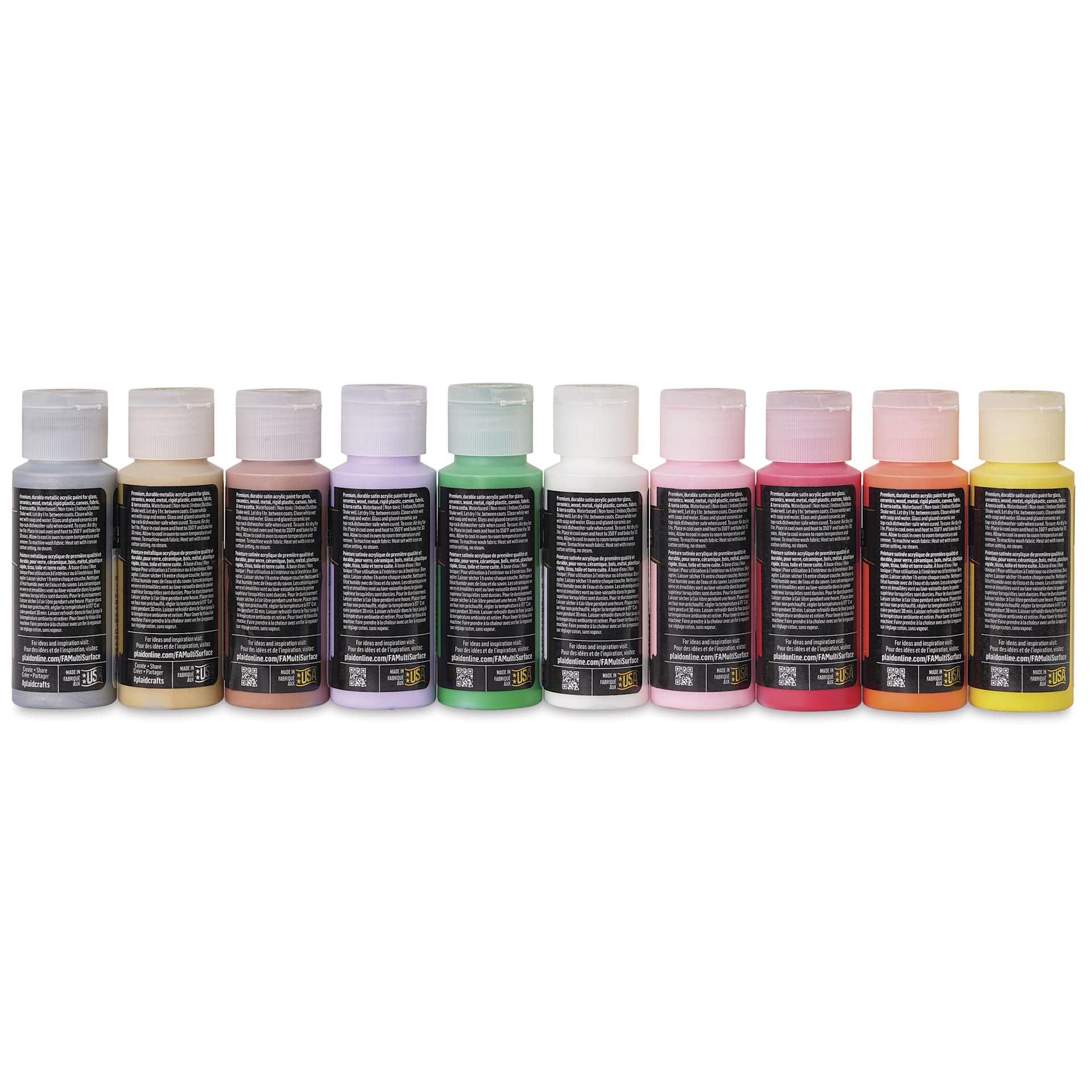 FolkArt Multi-Surface Acrylic Paints - Set of 10, Celebration Colors, 59 ml Bottles back