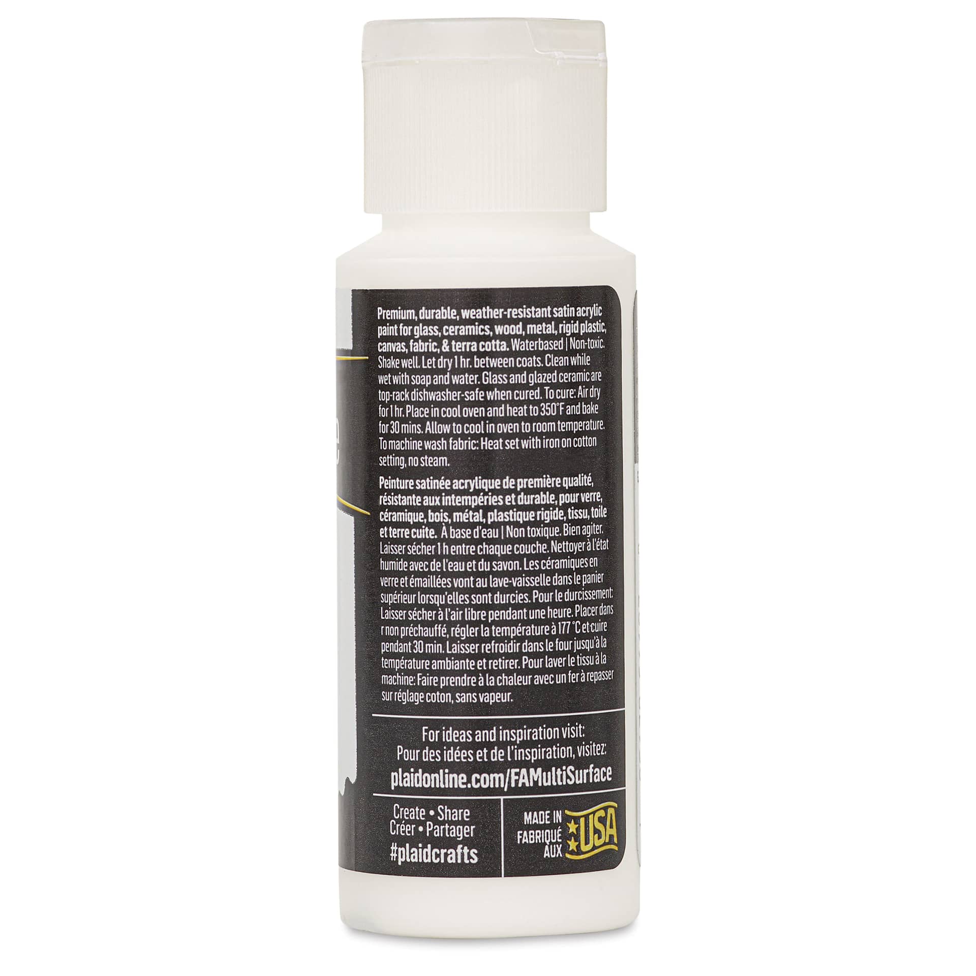 FolkArt Multi-Surface Acrylic Paint - Titanium White, 59 ml bottle back