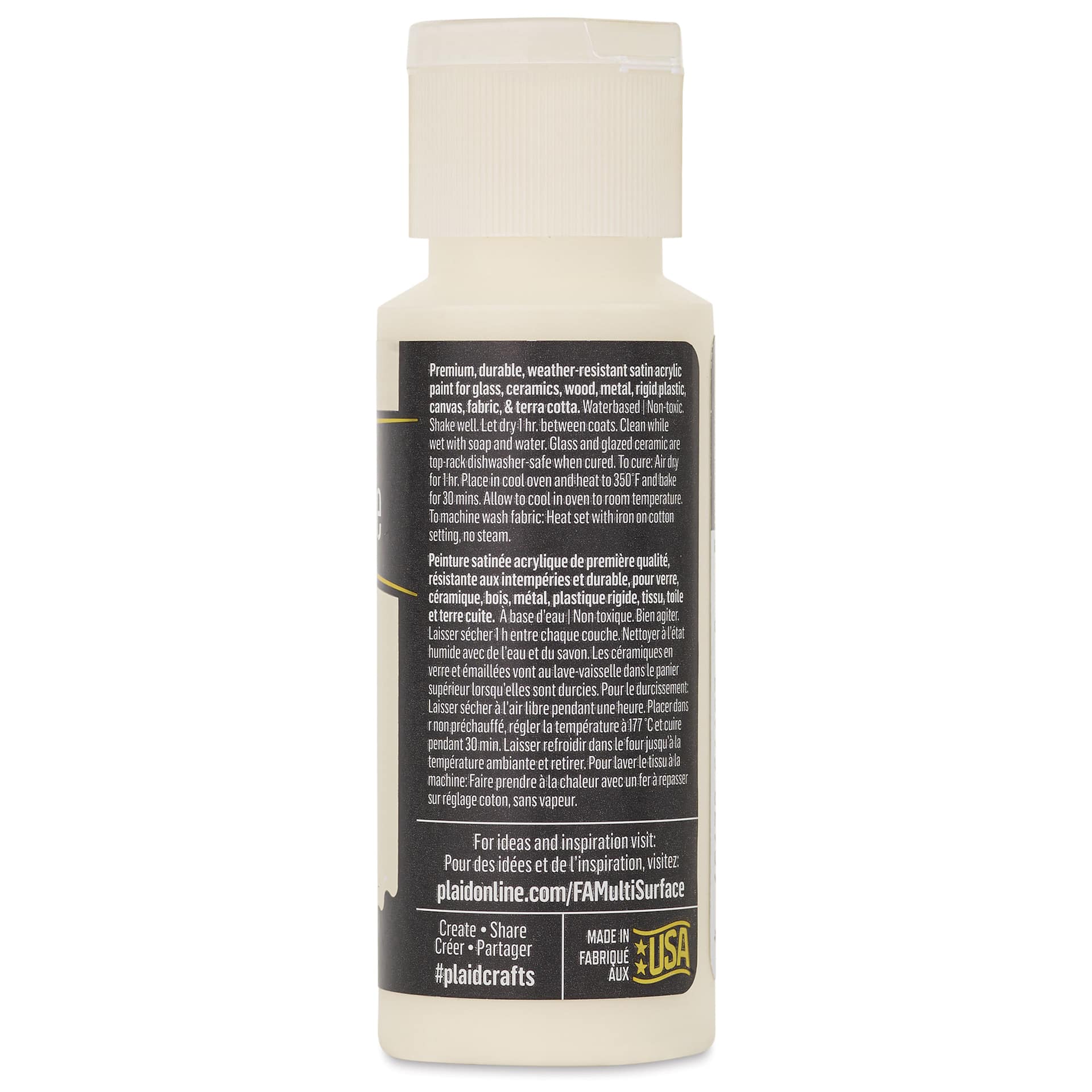 FolkArt Multi-Surface Acrylic Paint - Vintage White, 59 ml bottle back