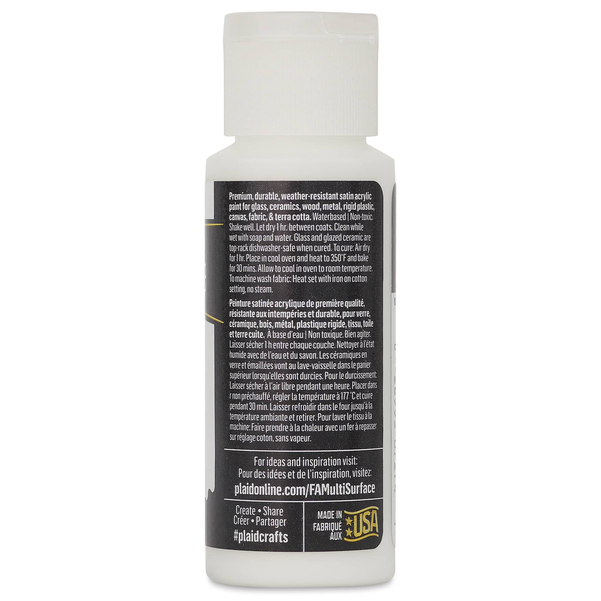 FolkArt Multi-Surface Acrylic Paint - Cottage White, 59 ml bottle back