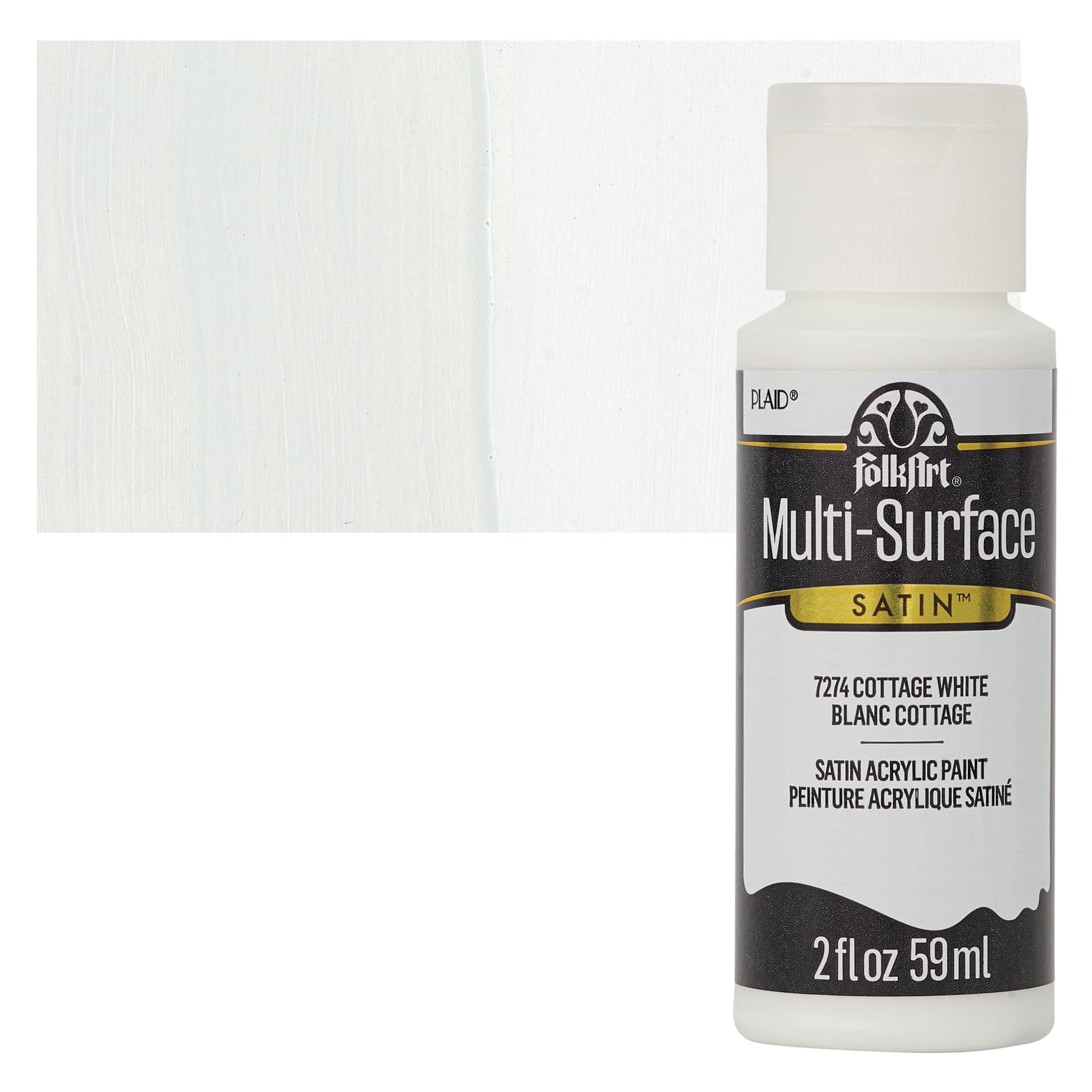 FolkArt Multi-Surface Acrylic Paint - Cottage White, 59 ml bottle and swatch