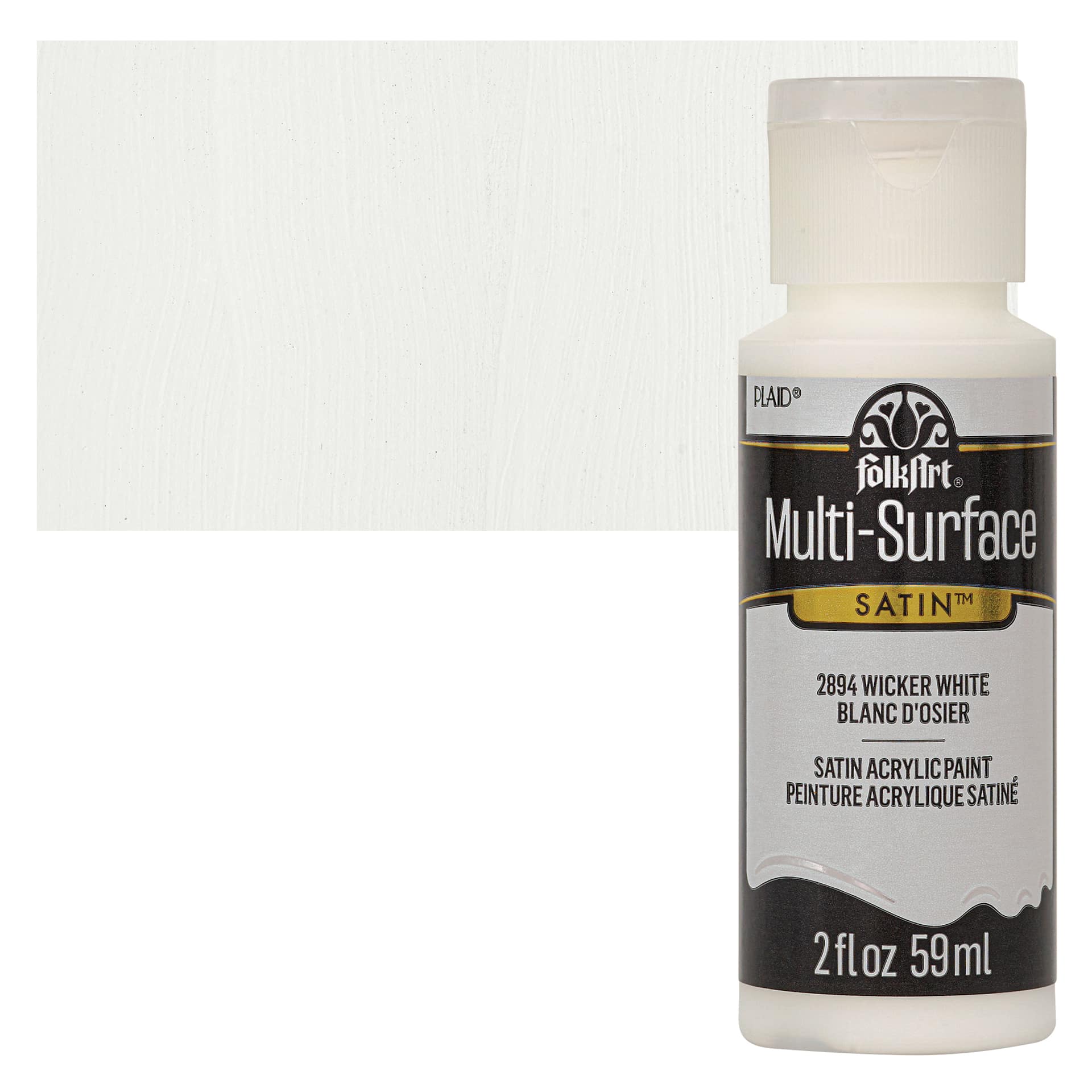 FolkArt Multi-Surface Acrylic Paint - Wicker White, 59 ml bottle and swatch