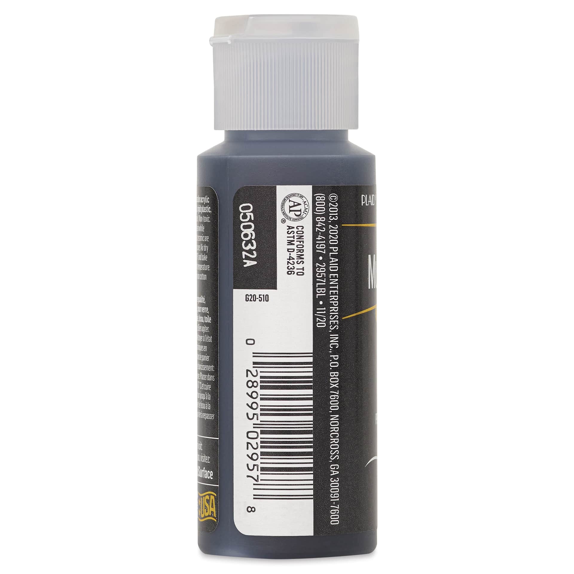 FolkArt Multi-Surface Acrylic Paint - Pure Black, 59 ml bottle side