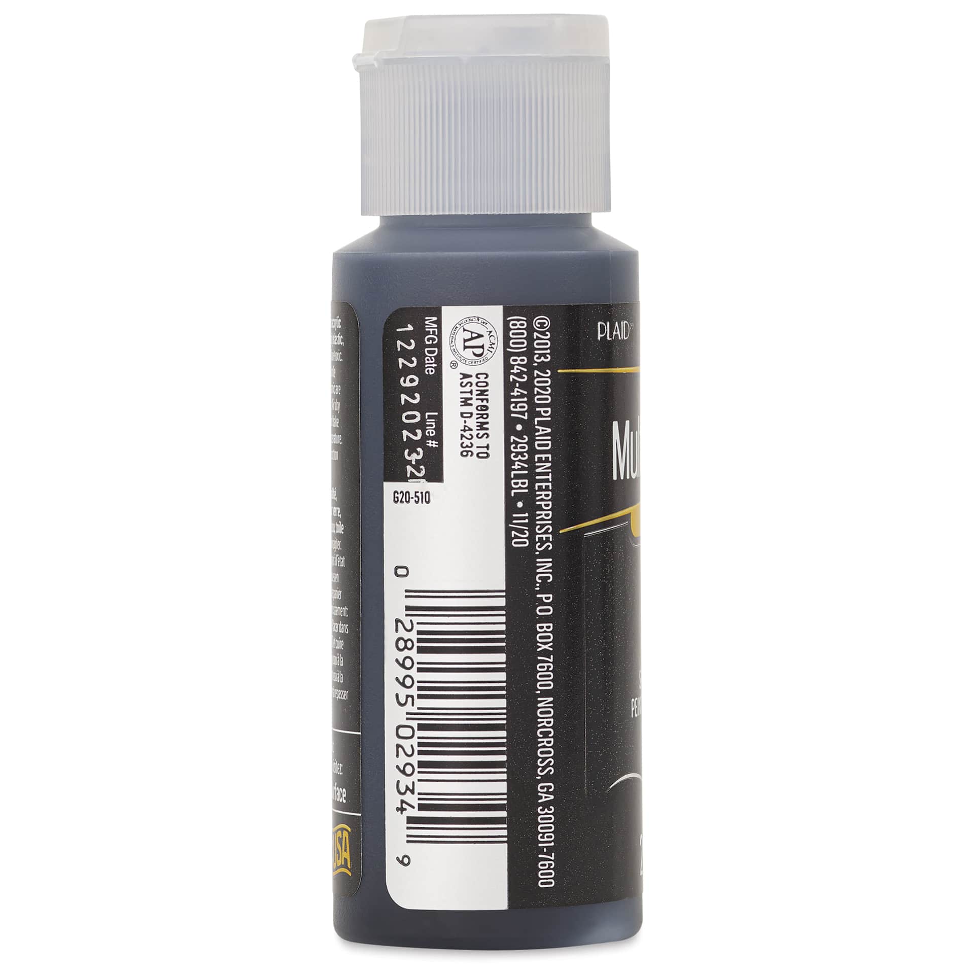 FolkArt Multi-Surface Acrylic Paint - Licorice, 59 ml bottle side