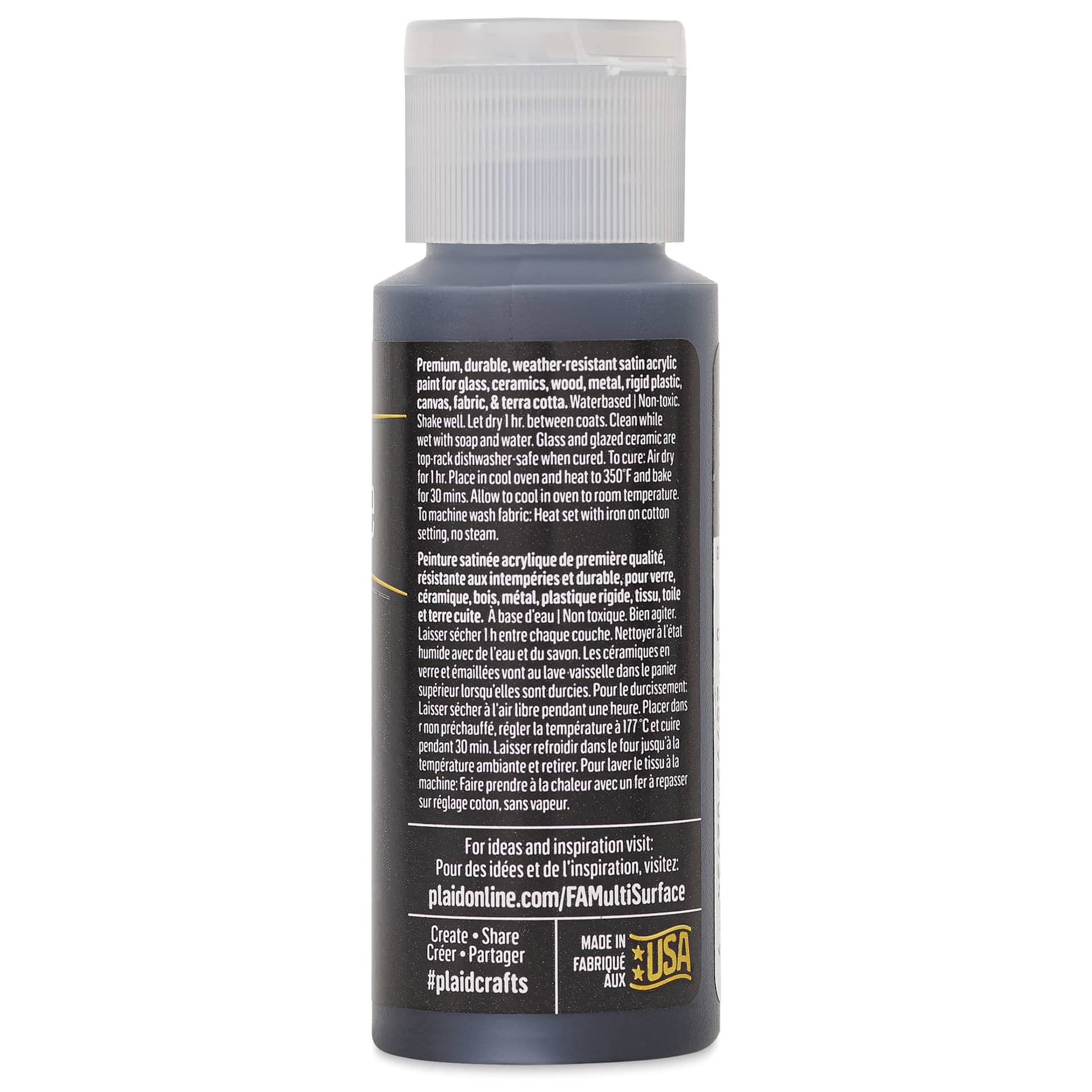 FolkArt Multi-Surface Acrylic Paint - Licorice, 59 ml bottle back