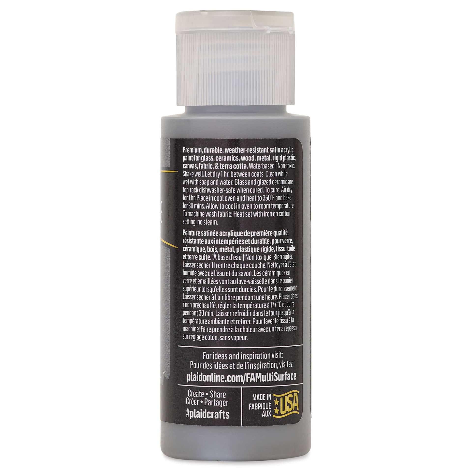 FolkArt Multi-Surface Acrylic Paint - Medium Gray, 59 ml bottle back