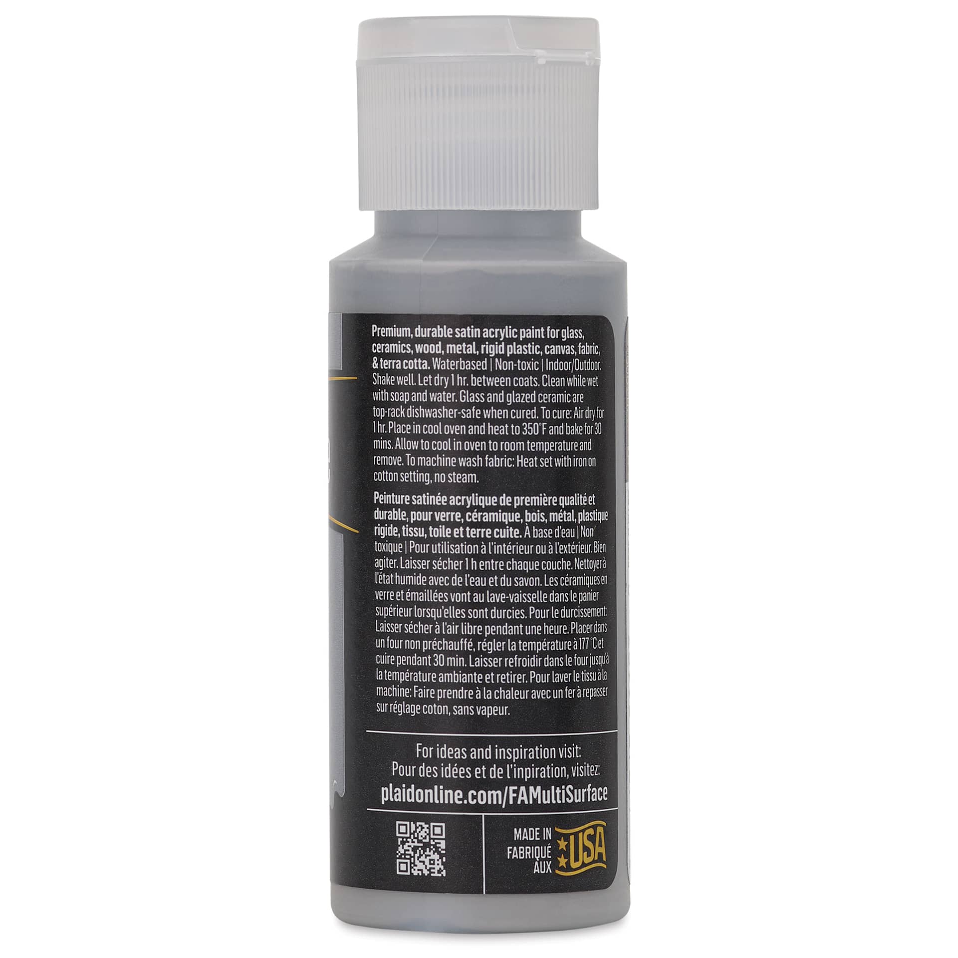 FolkArt Multi-Surface Acrylic Paint - Classic French Gray, 59 ml bottle back