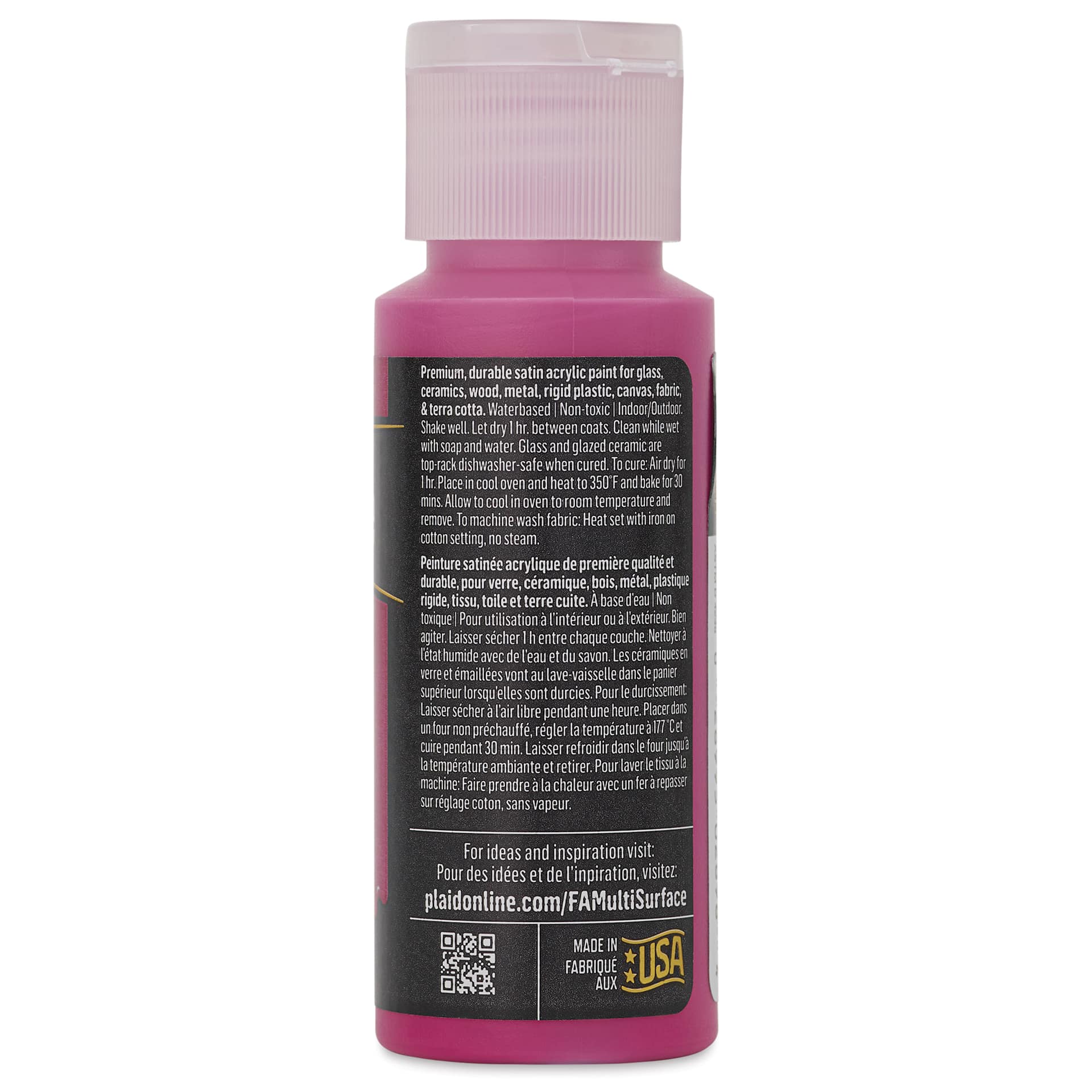 FolkArt Multi-Surface Acrylic Paint - Magenta, 59 ml bottle back