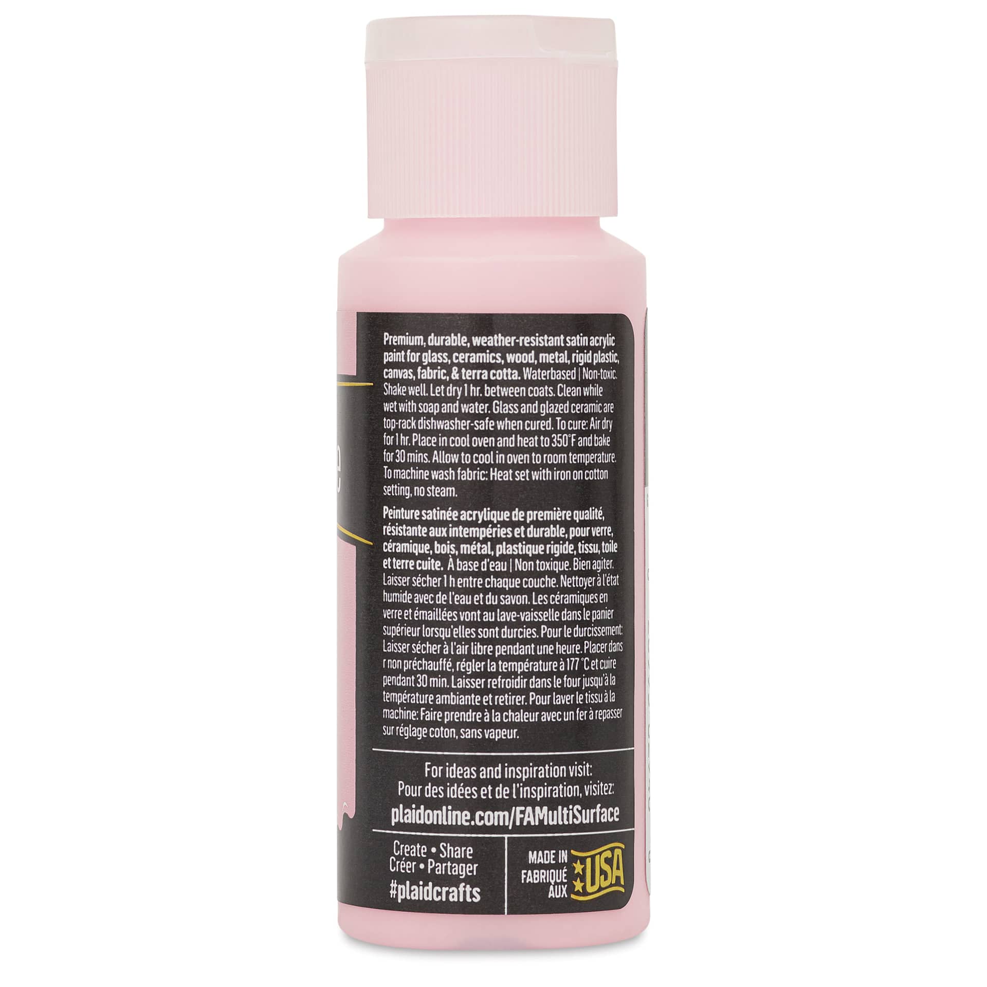 FolkArt Multi-Surface Acrylic Paint - Baby Pink, 59 ml bottle back