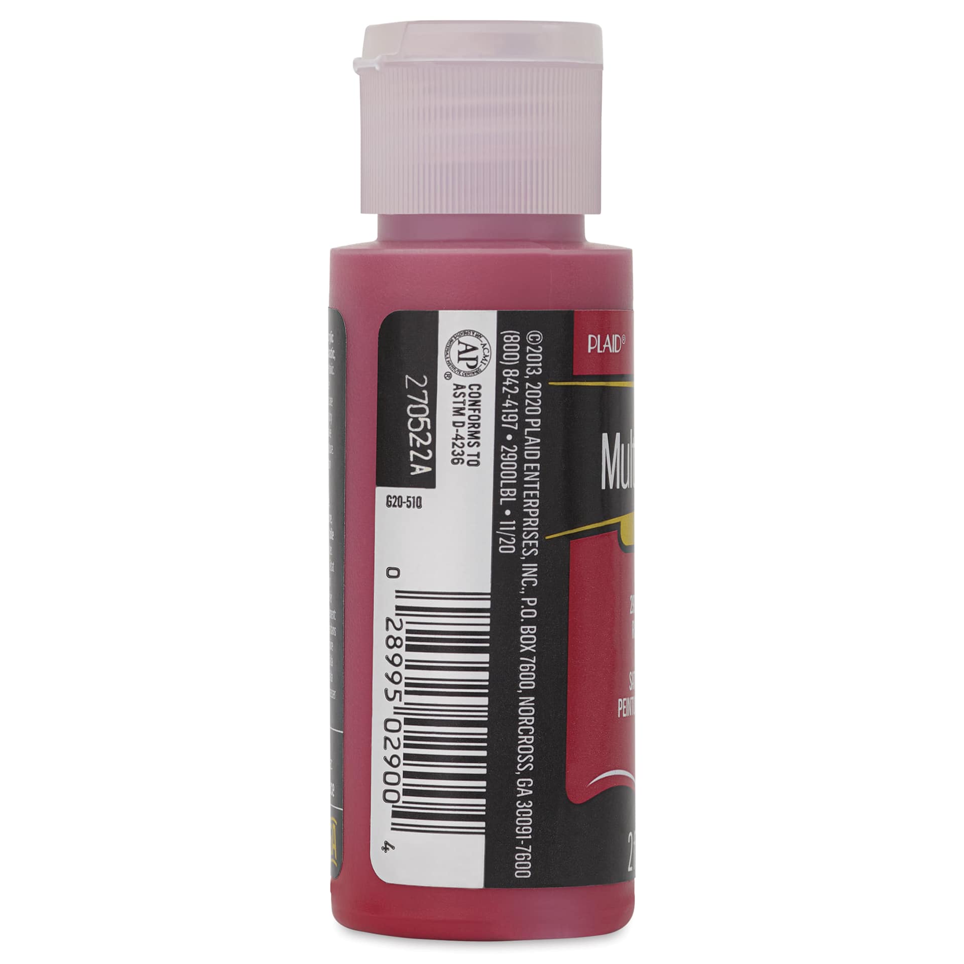 FolkArt Multi-Surface Acrylic Paint - Cardinal Red, 59 ml bottle side