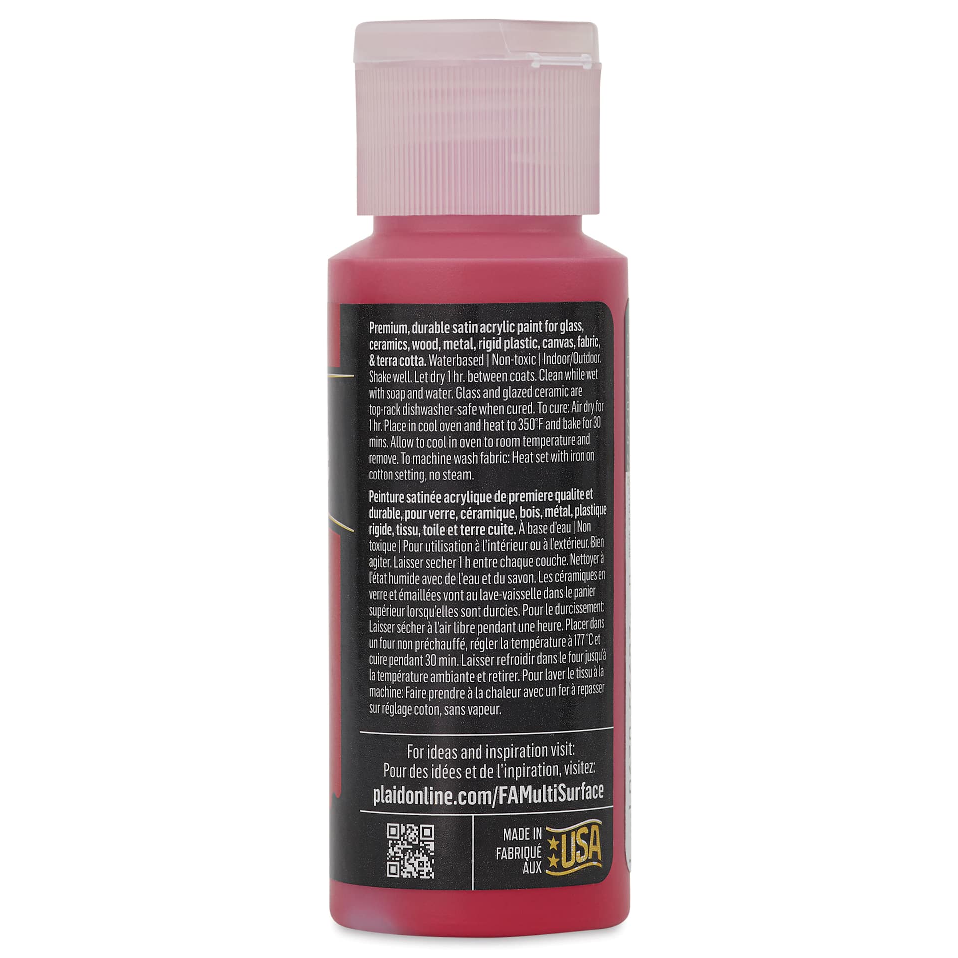 FolkArt Multi-Surface Acrylic Paint - Apple Red, 59 ml bottle back