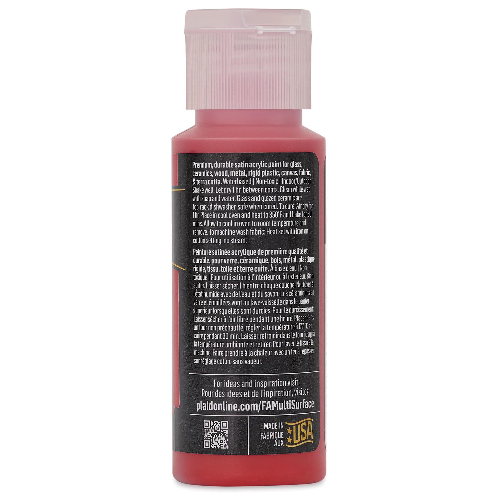 FolkArt Multi-Surface Acrylic Paint - Lipstick Red, 59 ml bottle back