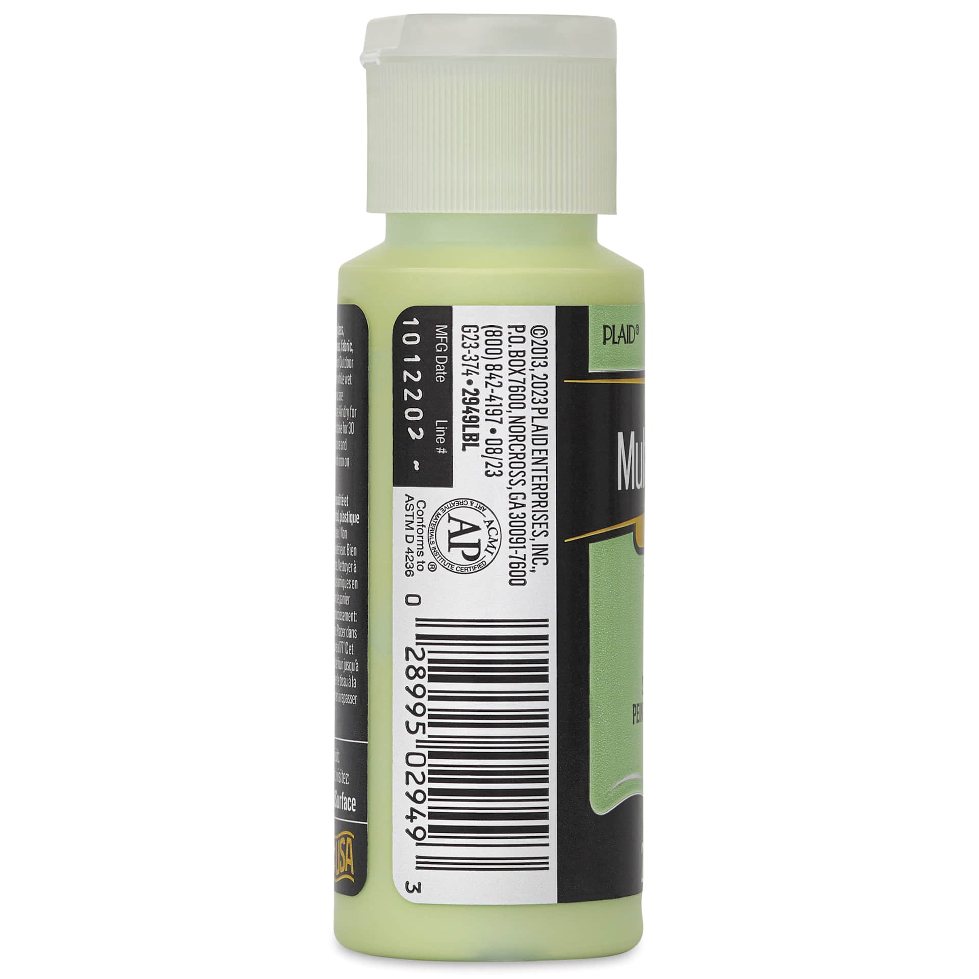 FolkArt Multi-Surface Acrylic Paint -Soft Apple, 59 ml bottle side