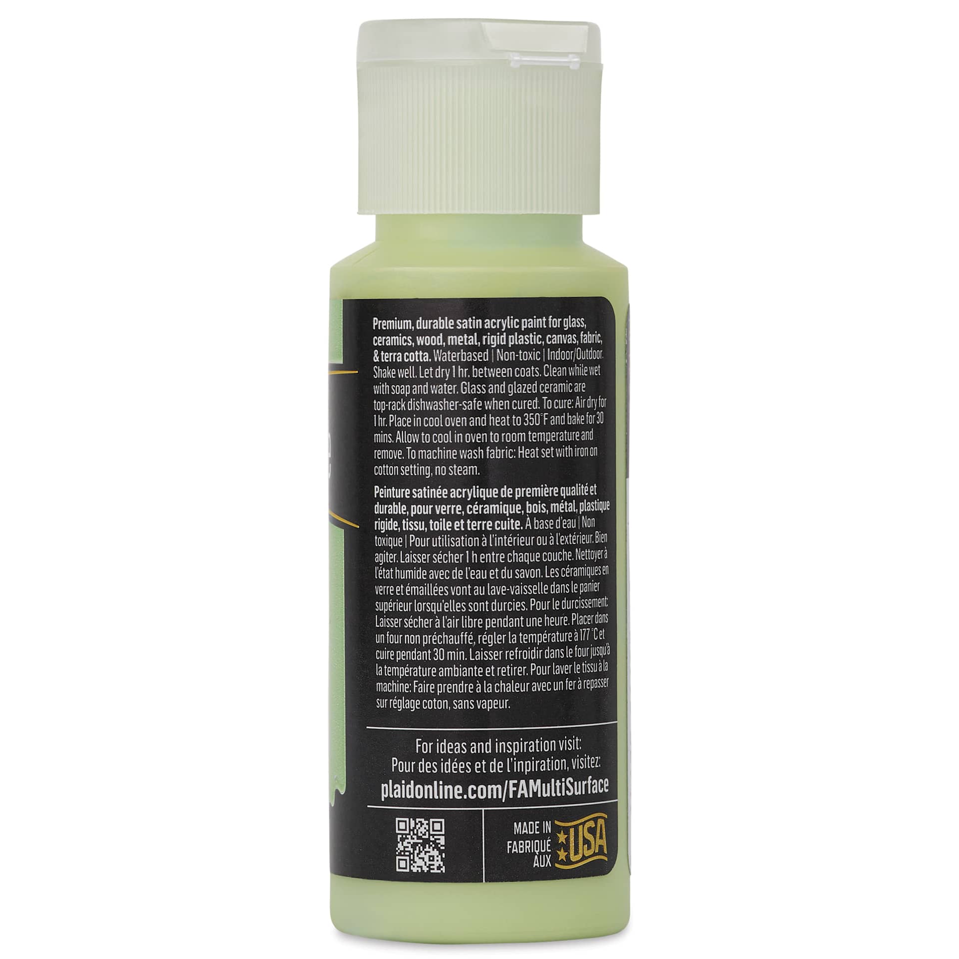 FolkArt Multi-Surface Acrylic Paint -Soft Apple, 59 ml bottle back