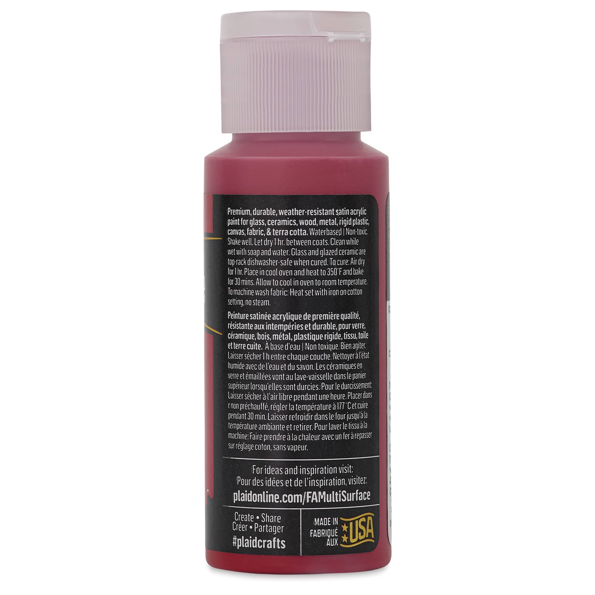 FolkArt Multi-Surface Acrylic Paint - Engine Red, 59 ml bottle back