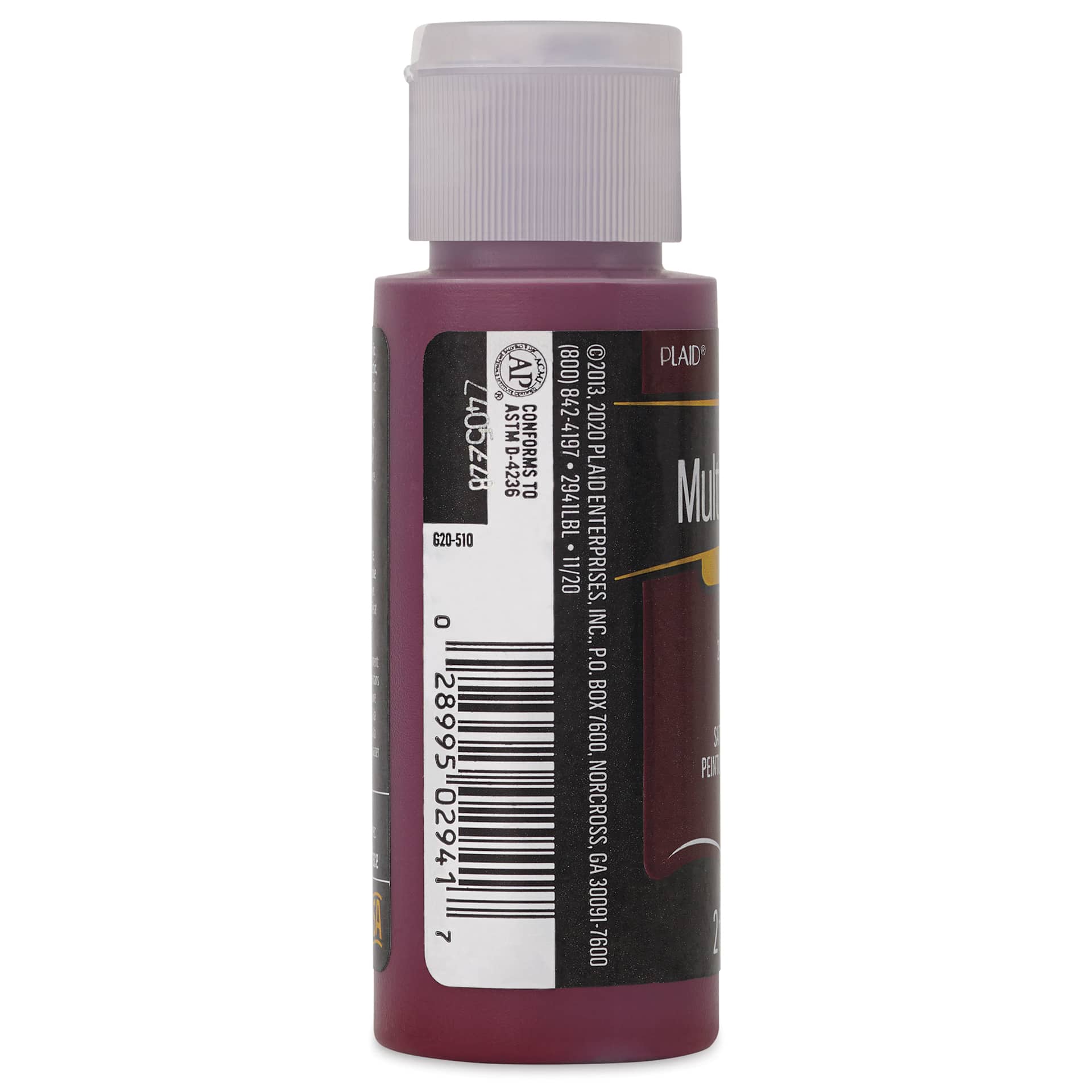 FolkArt Multi-Surface Acrylic Paint - Berry Wine, 59 ml bottle side