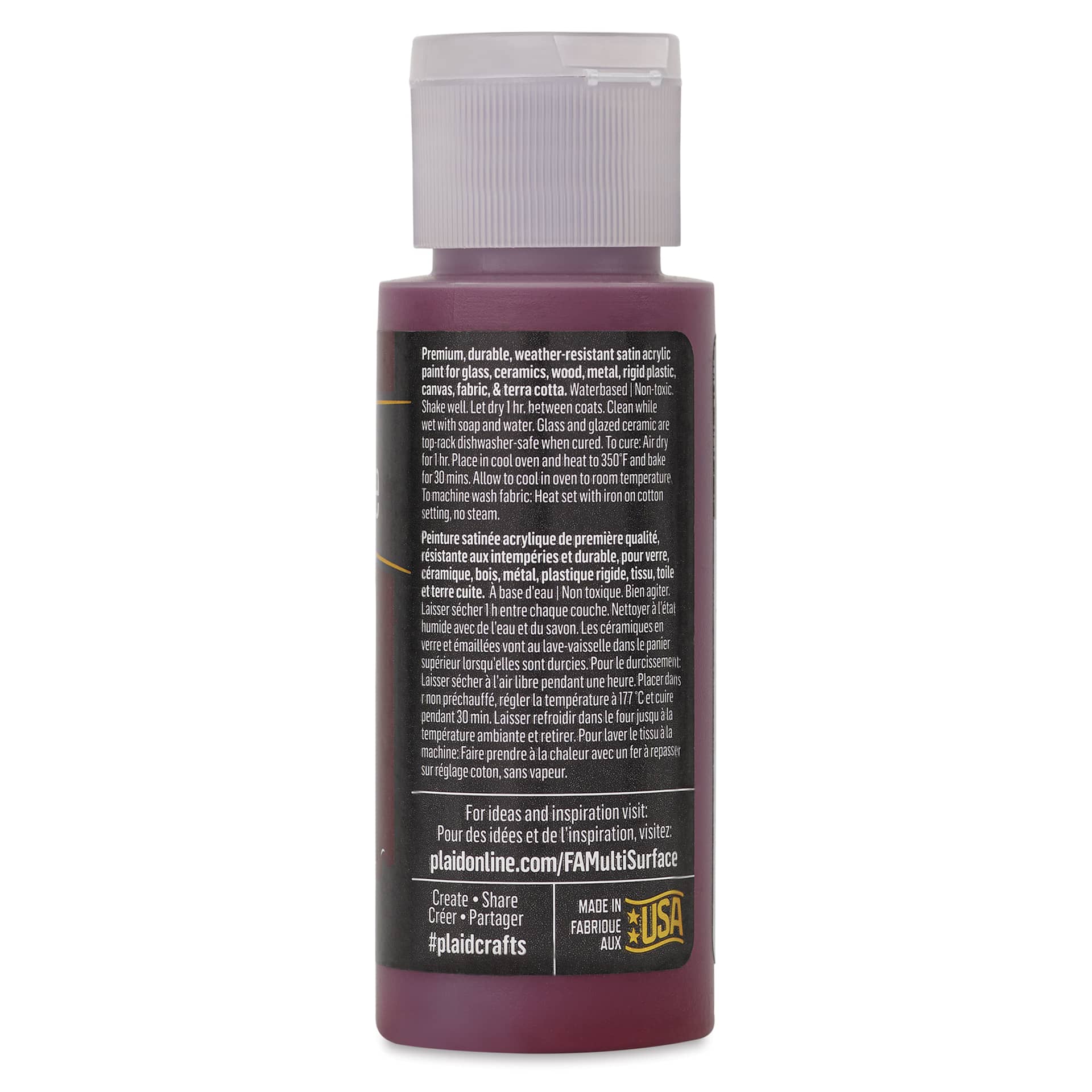 FolkArt Multi-Surface Acrylic Paint - Berry Wine, 59 ml bottle back