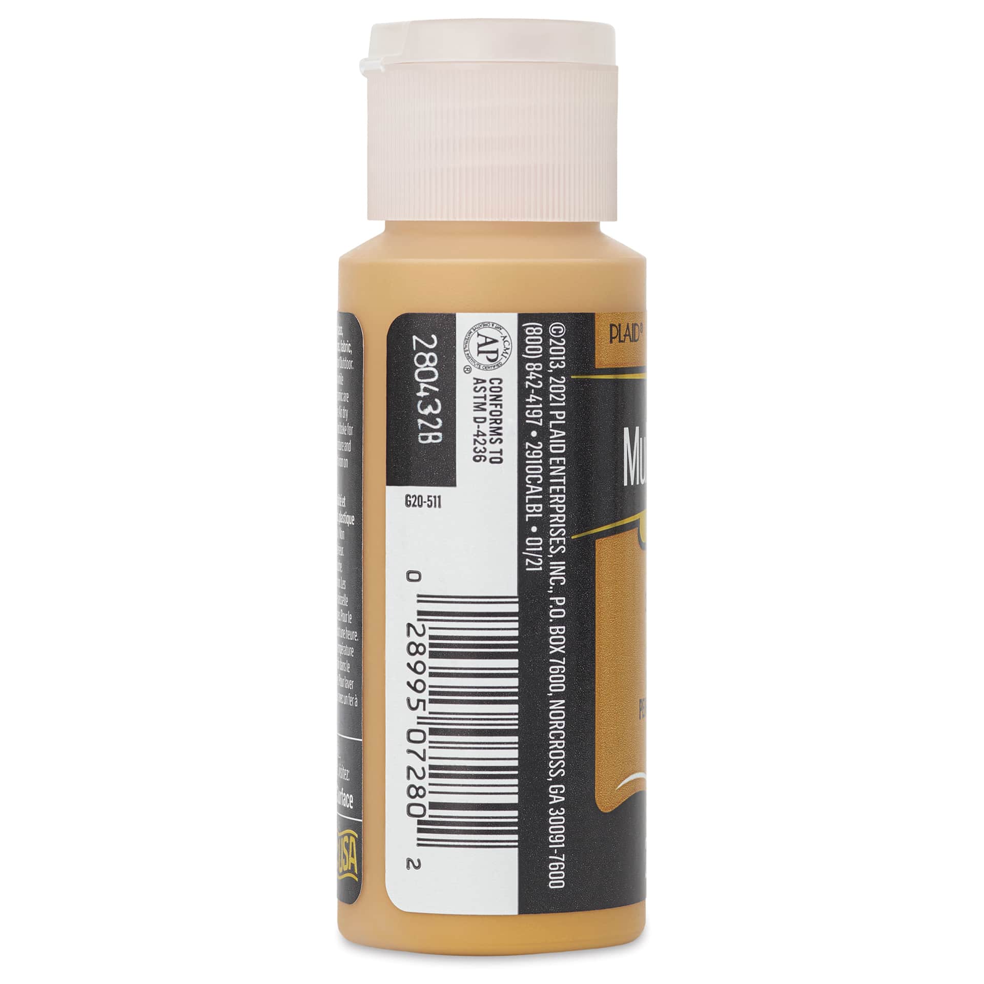 FolkArt Multi-Surface Acrylic Paint - Yellow Ochre, 59 ml bottle side