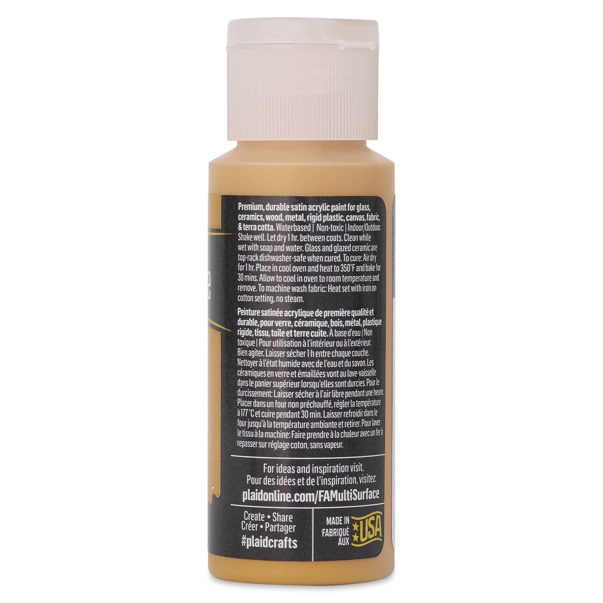 FolkArt Multi-Surface Acrylic Paint - Yellow Ochre, 59 ml bottle back