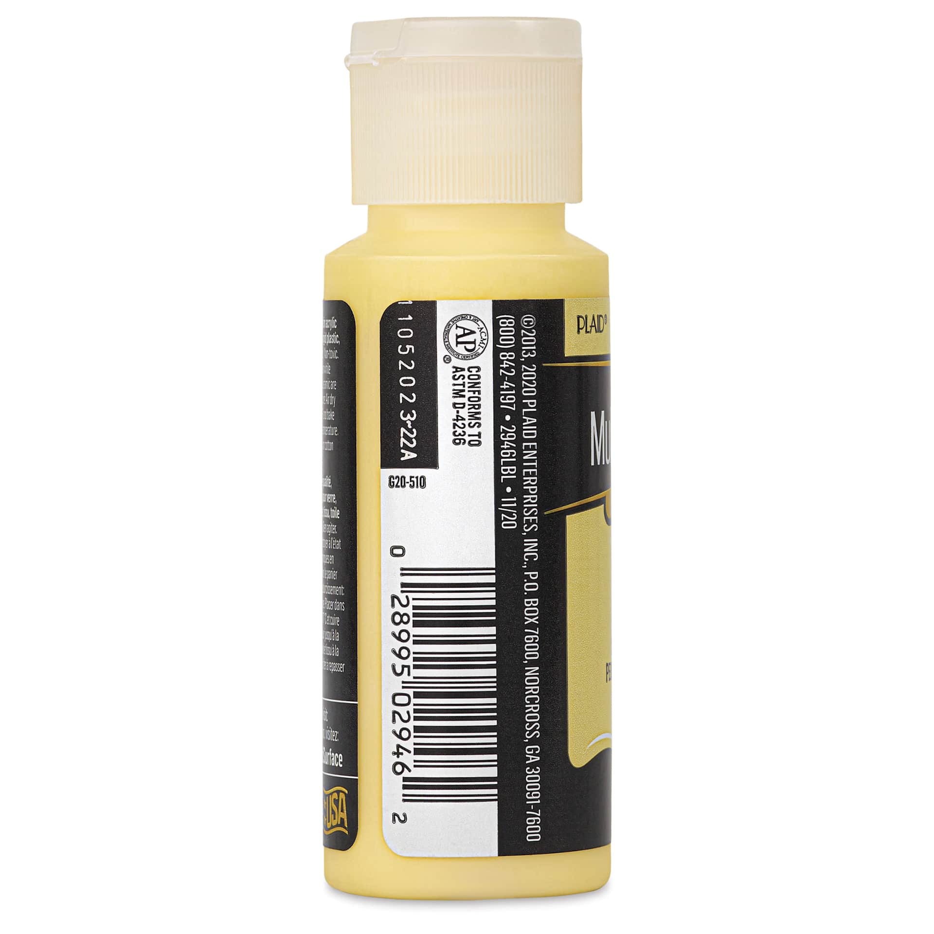 FolkArt Multi-Surface Acrylic Paint - Pale Yellow, 59 ml bottle side