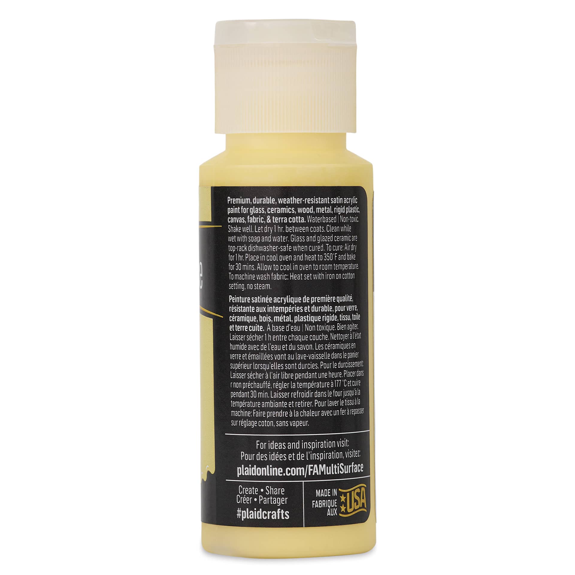 FolkArt Multi-Surface Acrylic Paint - Pale Yellow, 59 ml bottle back