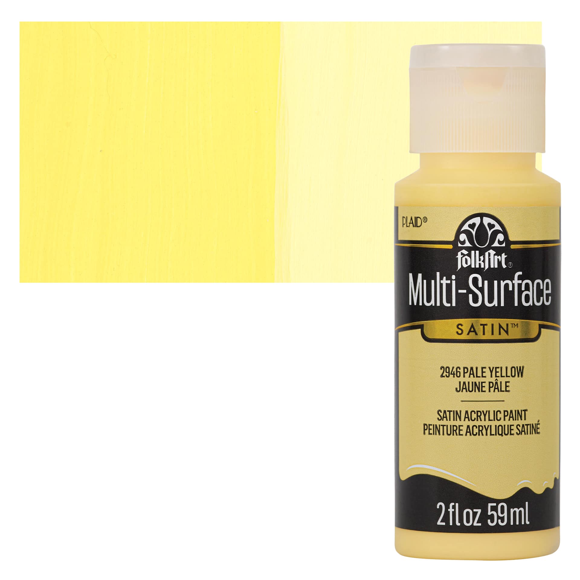 FolkArt Multi-Surface Acrylic Paint - Pale Yellow, 59 ml bottle and swatch