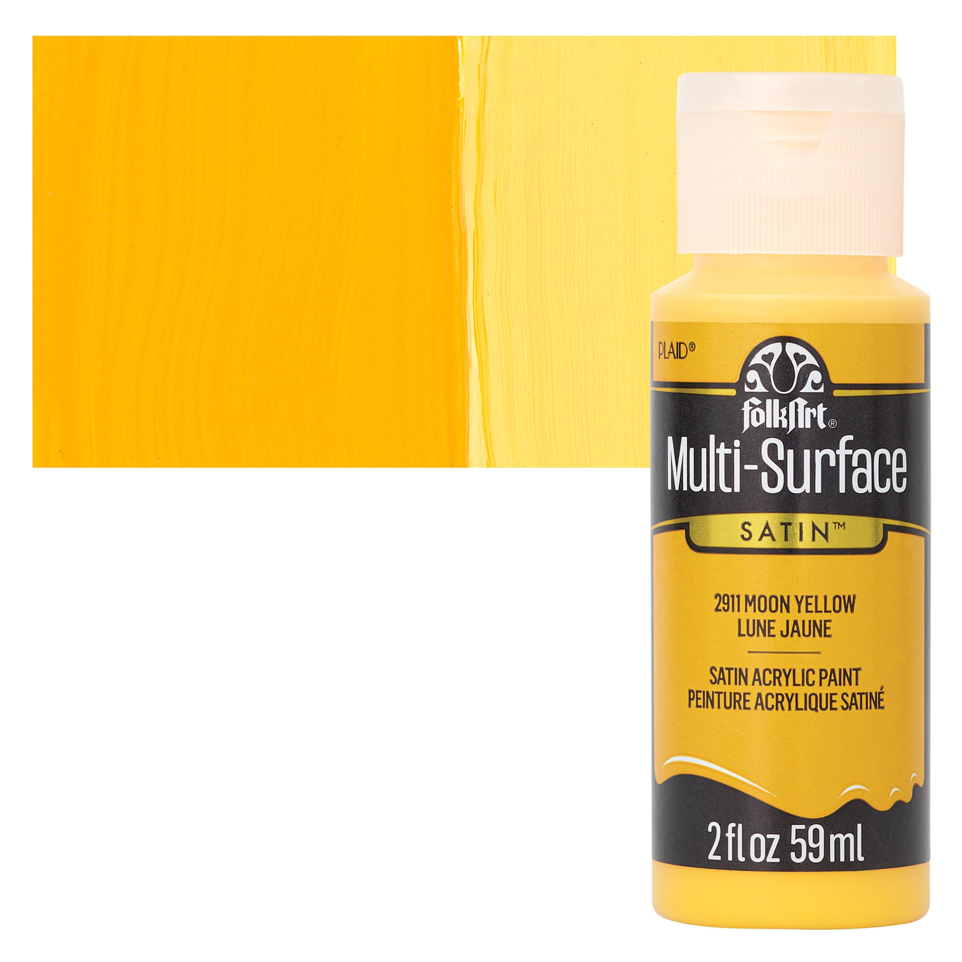 FolkArt Multi-Surface Acrylic Paint - Moon Yellow, 59 ml bottle and swatch