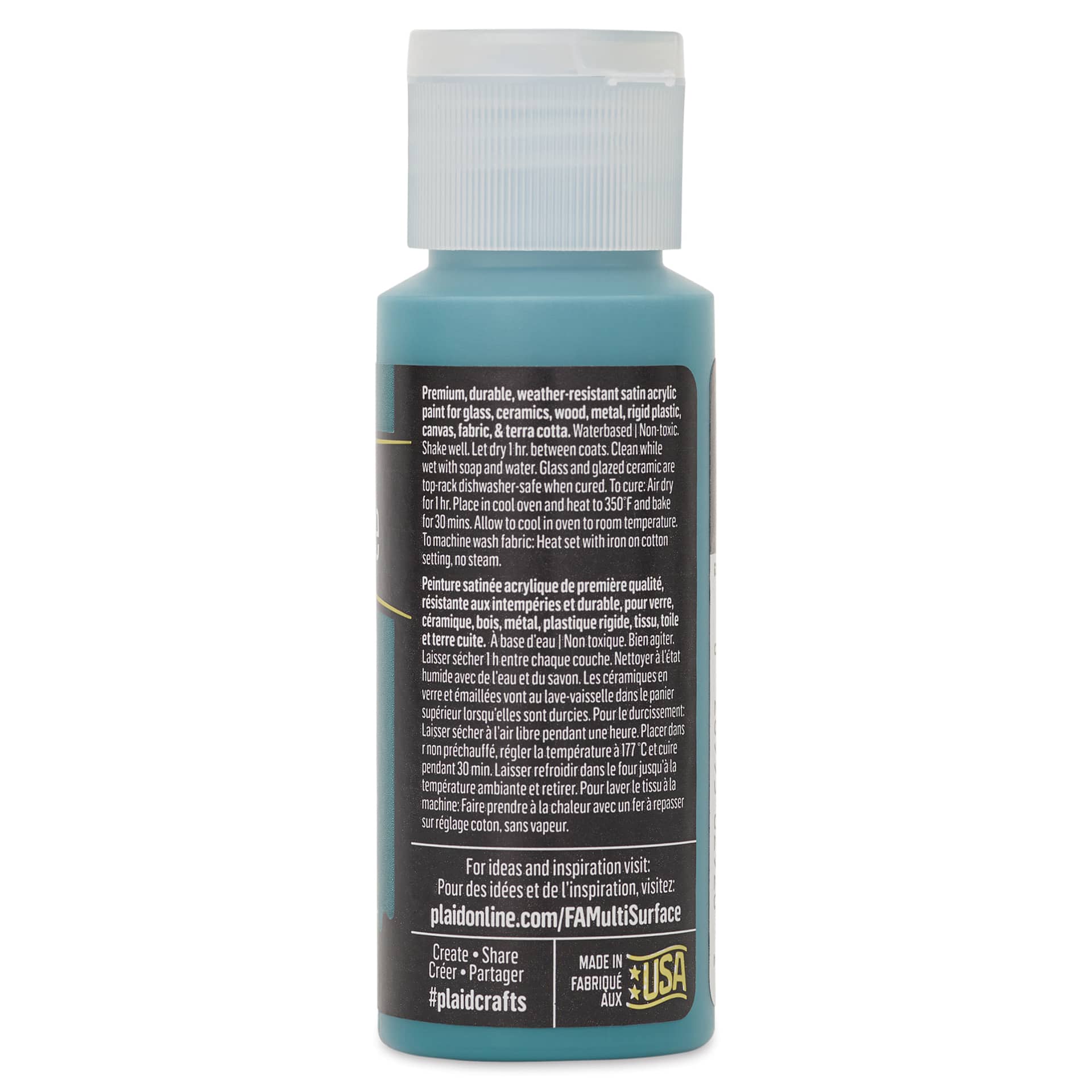 FolkArt Multi-Surface Acrylic Paint - Teal, 59 ml bottle back