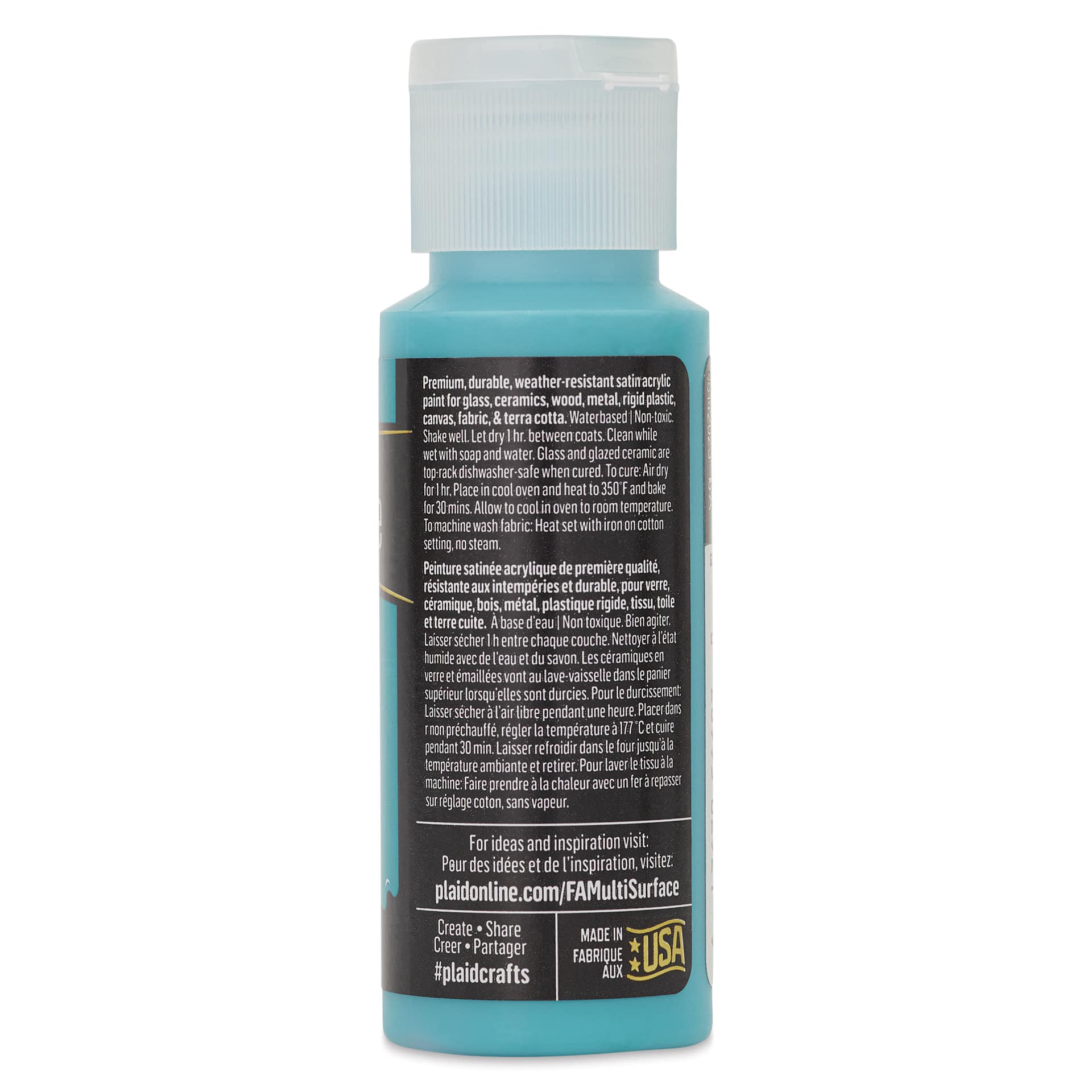 FolkArt Multi-Surface Acrylic Paint - Aqua, 59 ml bottle back