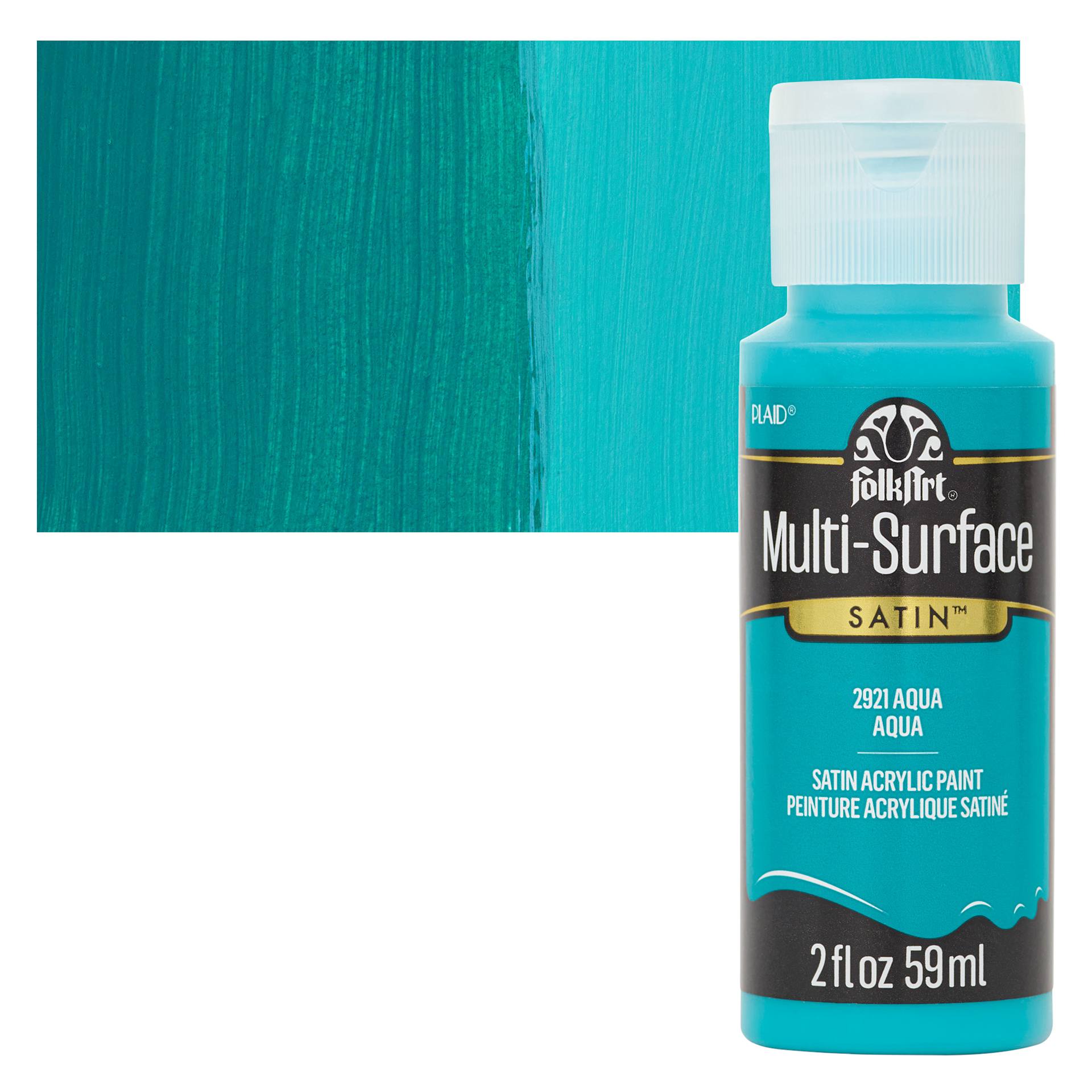 FolkArt Multi-Surface Acrylic Paint - Aqua, 59 ml bottle and swatch