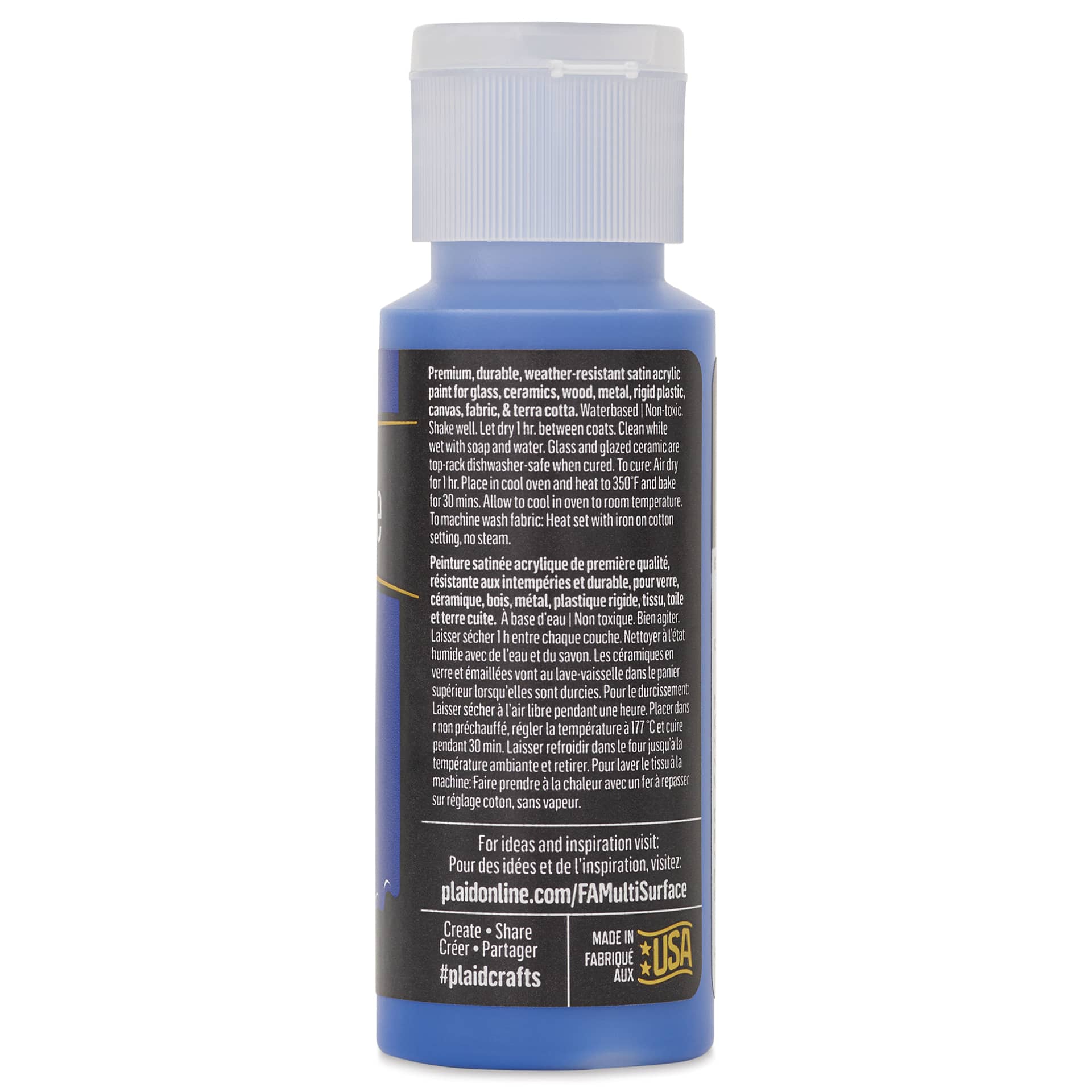 FolkArt Multi-Surface Acrylic Paint - Cobalt Hue, 59 ml bottle back