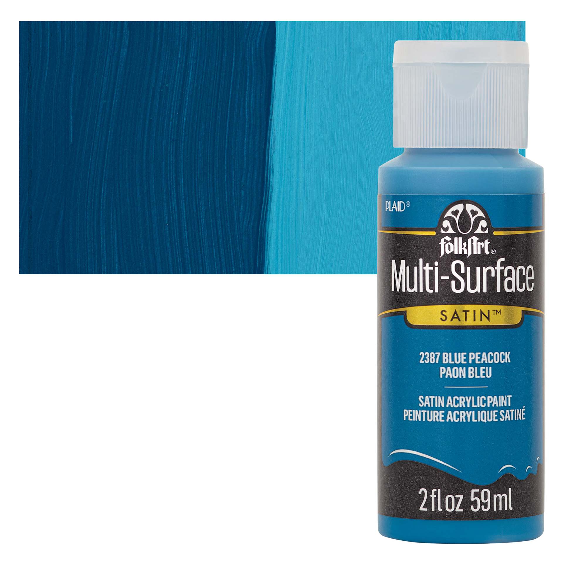 FolkArt Multi-Surface Acrylic Paint - Blue Peacock, 59 ml bottle and swatch