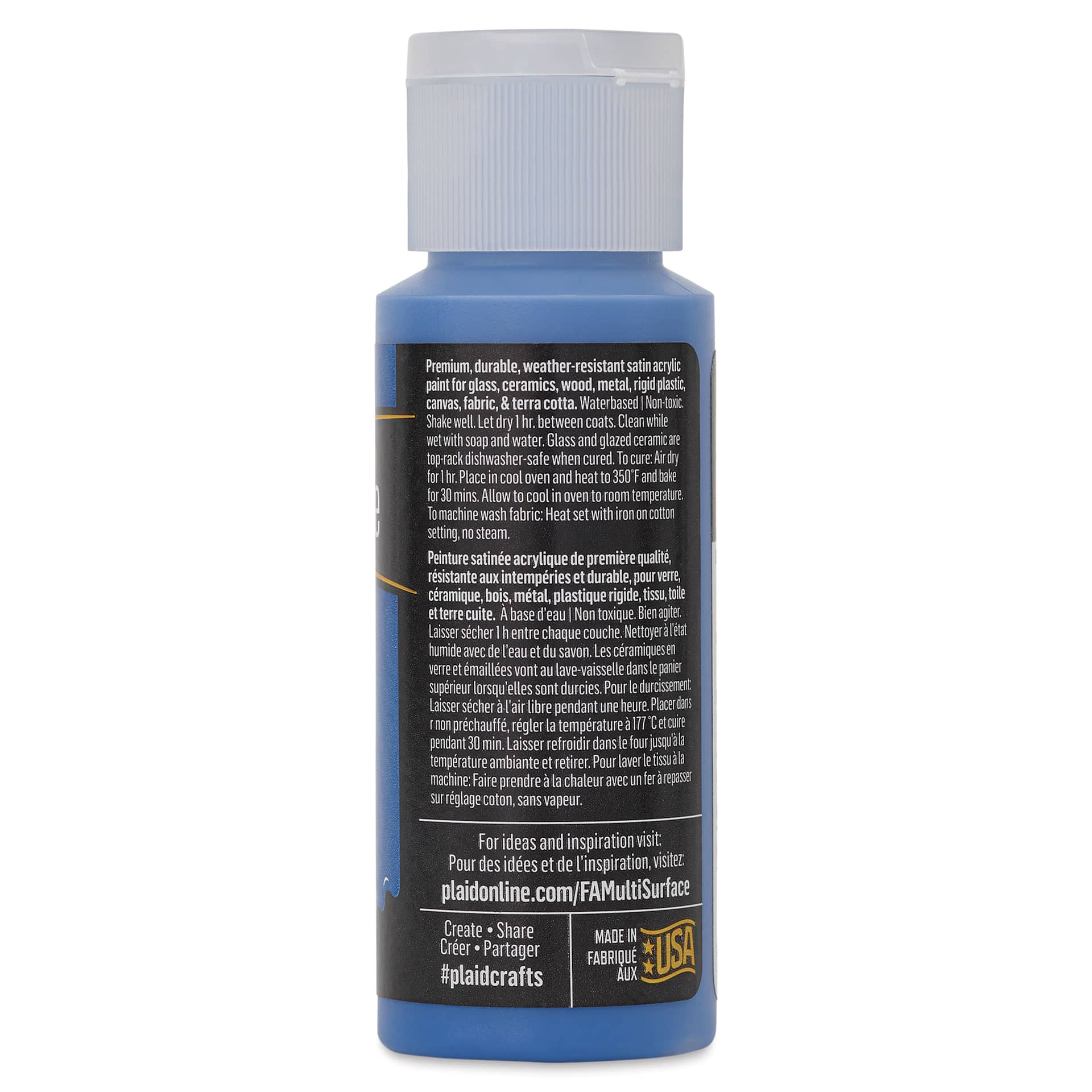 FolkArt Multi-Surface Acrylic Paint - True Blue, 59 ml bottle back