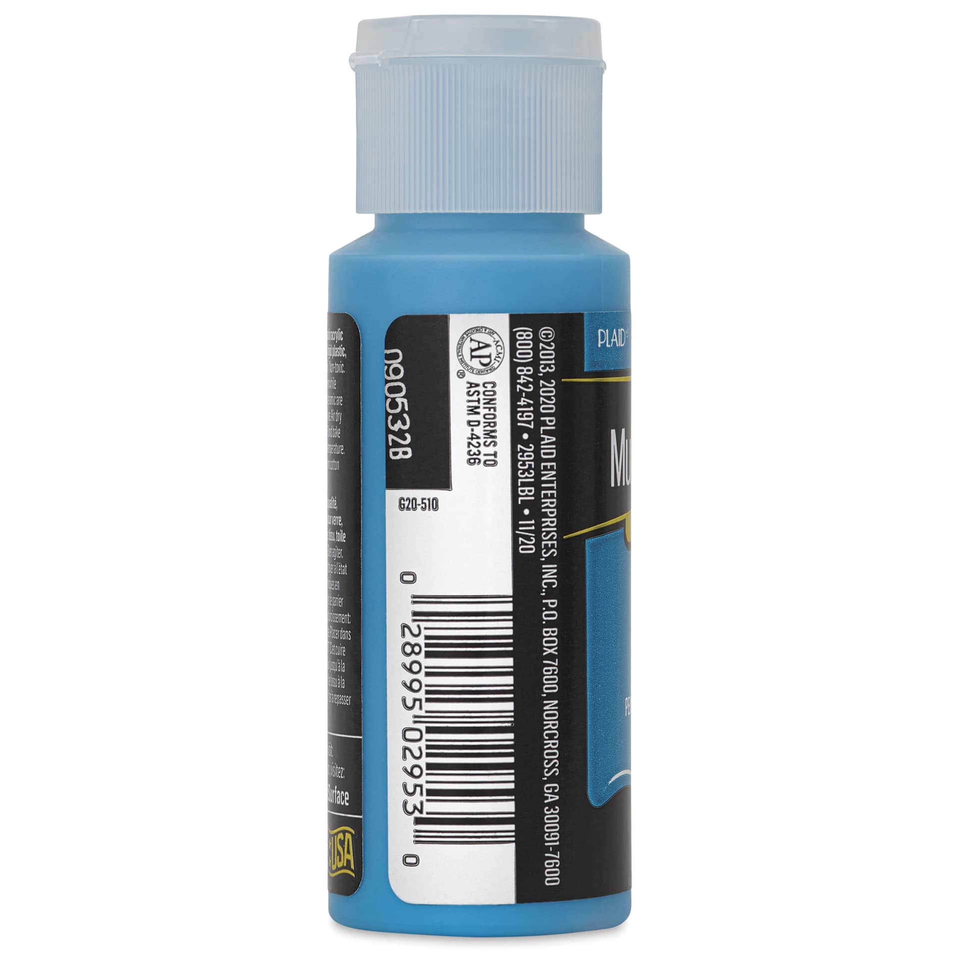 FolkArt Multi-Surface Acrylic Paint - Cayman Blue, 59 ml bottle side