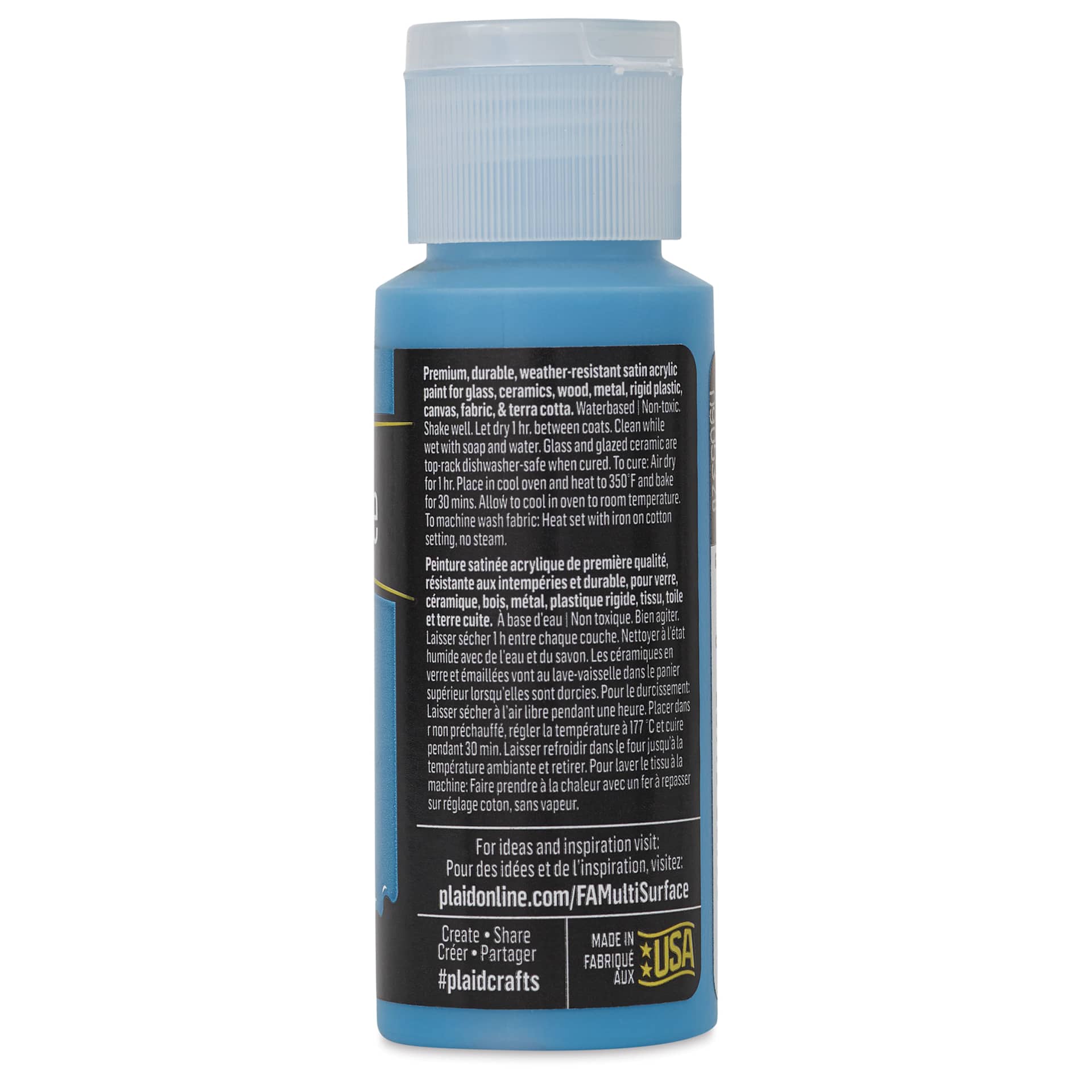 FolkArt Multi-Surface Acrylic Paint - Cayman Blue, 59 ml bottle back