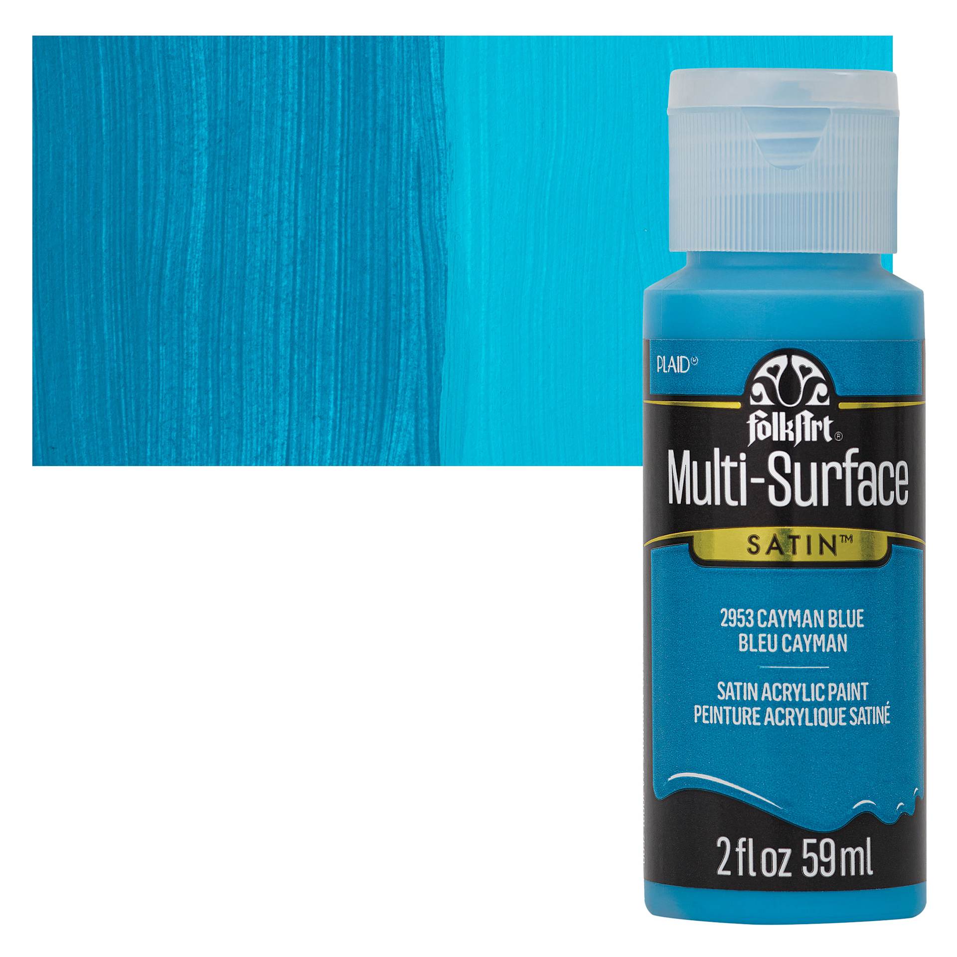 FolkArt Multi-Surface Acrylic Paint - Cayman Blue, 59 ml bottle and swatch