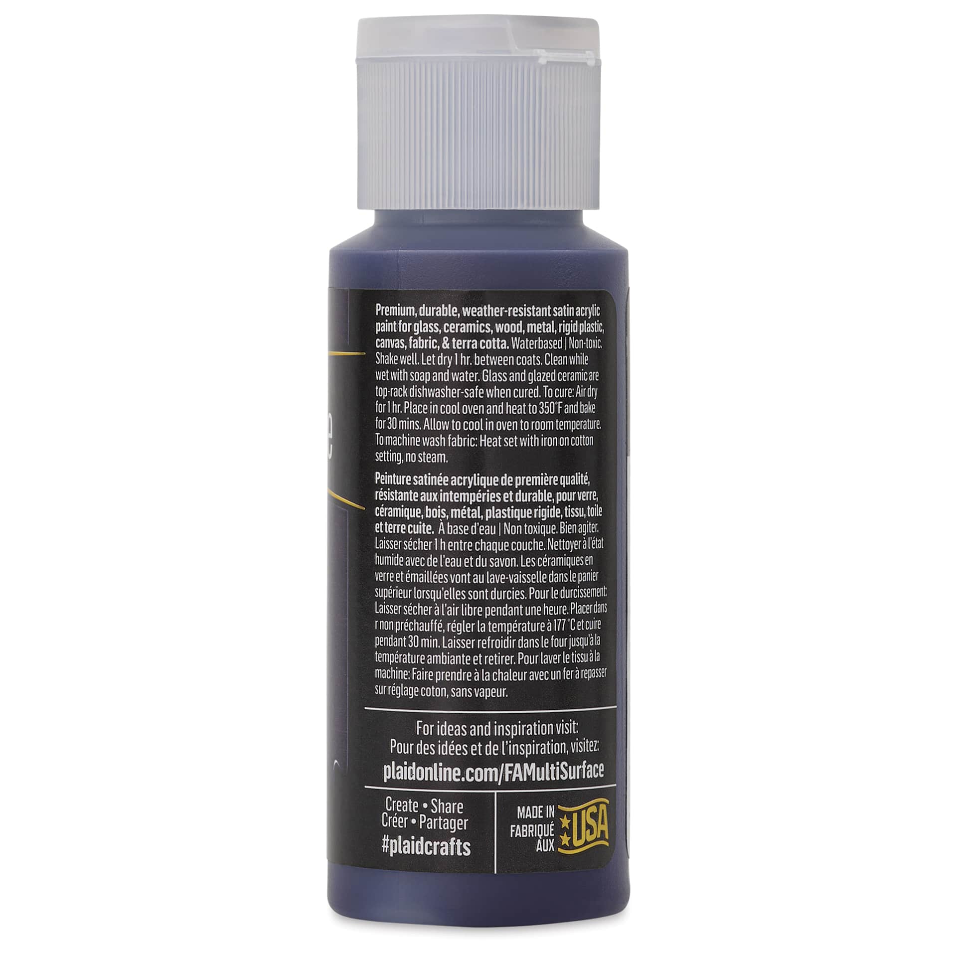 FolkArt Multi-Surface Acrylic Paint - Dioxazine Purple, 59 ml bottle back