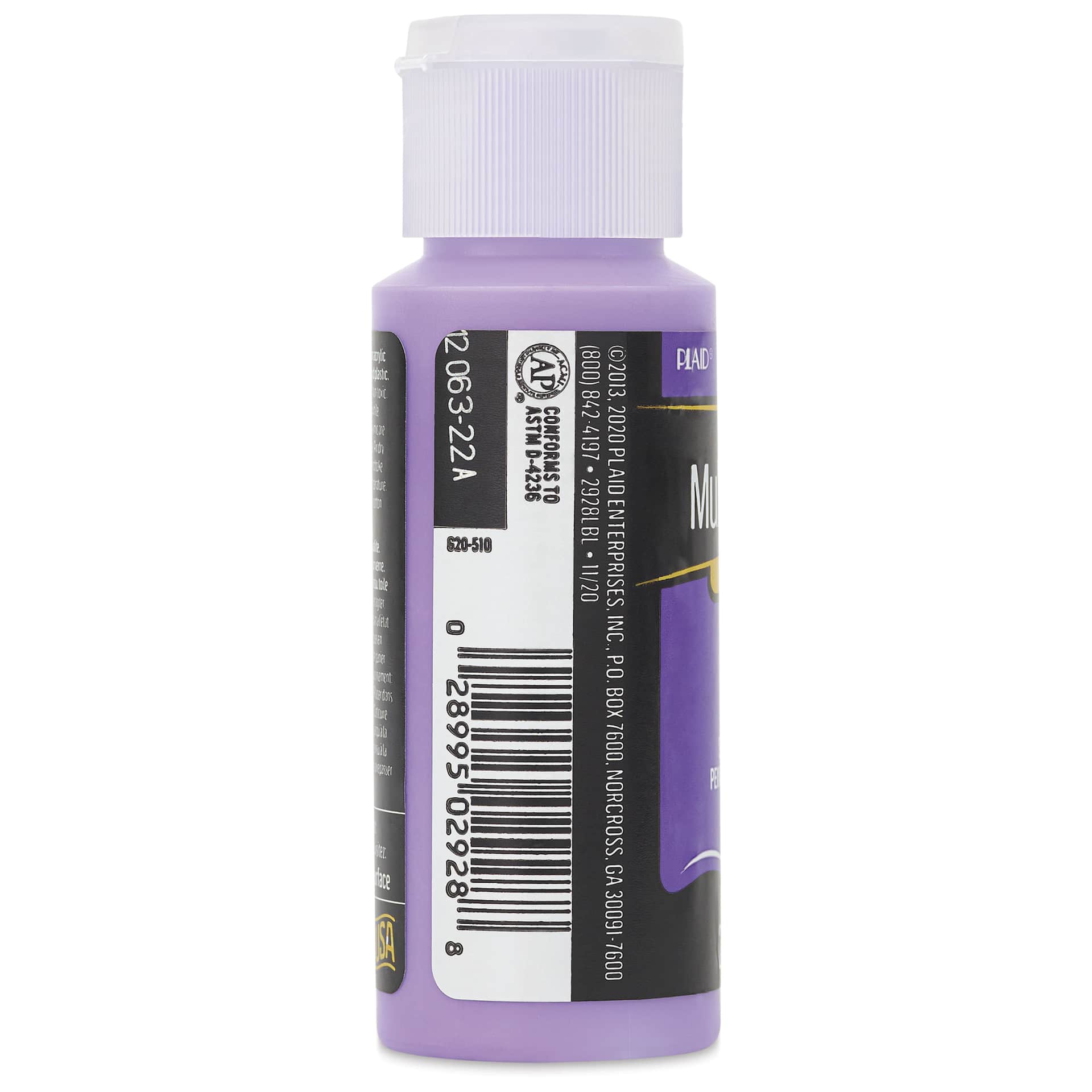 FolkArt Multi-Surface Acrylic Paint - Lavender, 59 ml bottle side