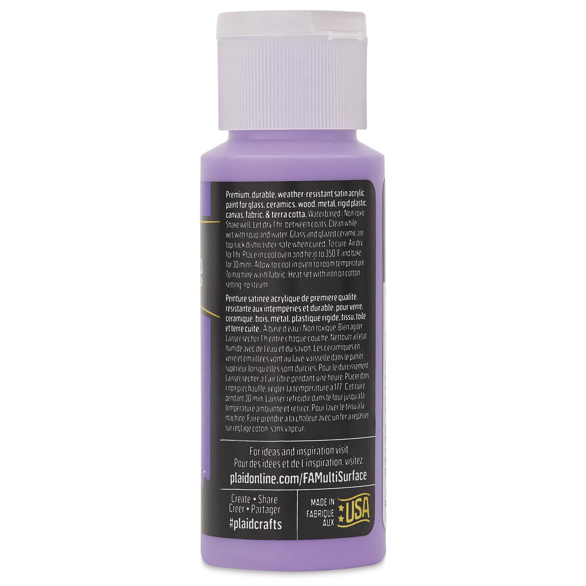 FolkArt Multi-Surface Acrylic Paint - Lavender, 59 ml bottle back