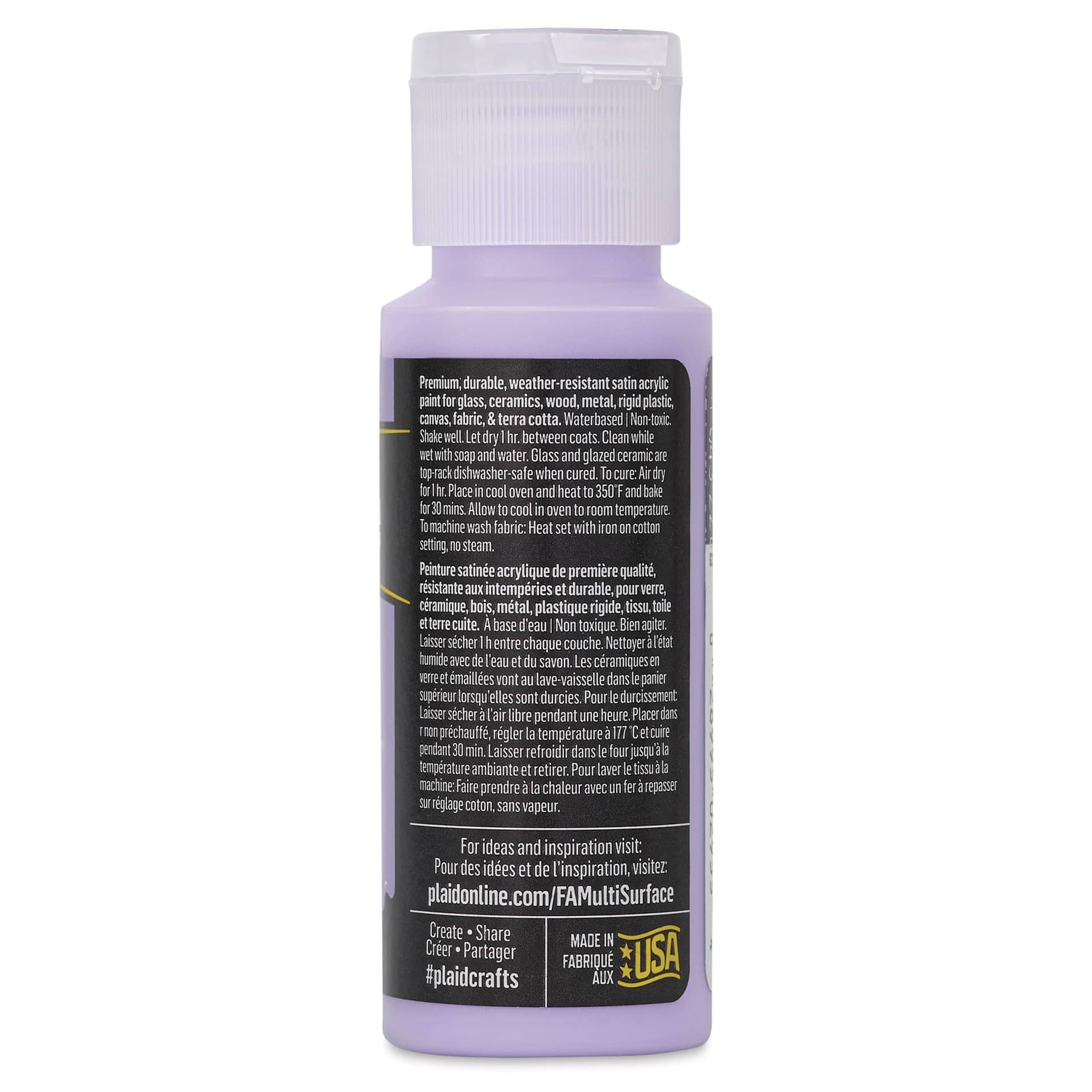 FolkArt Multi-Surface Acrylic Paint - Light Lavender, 59 ml bottle back