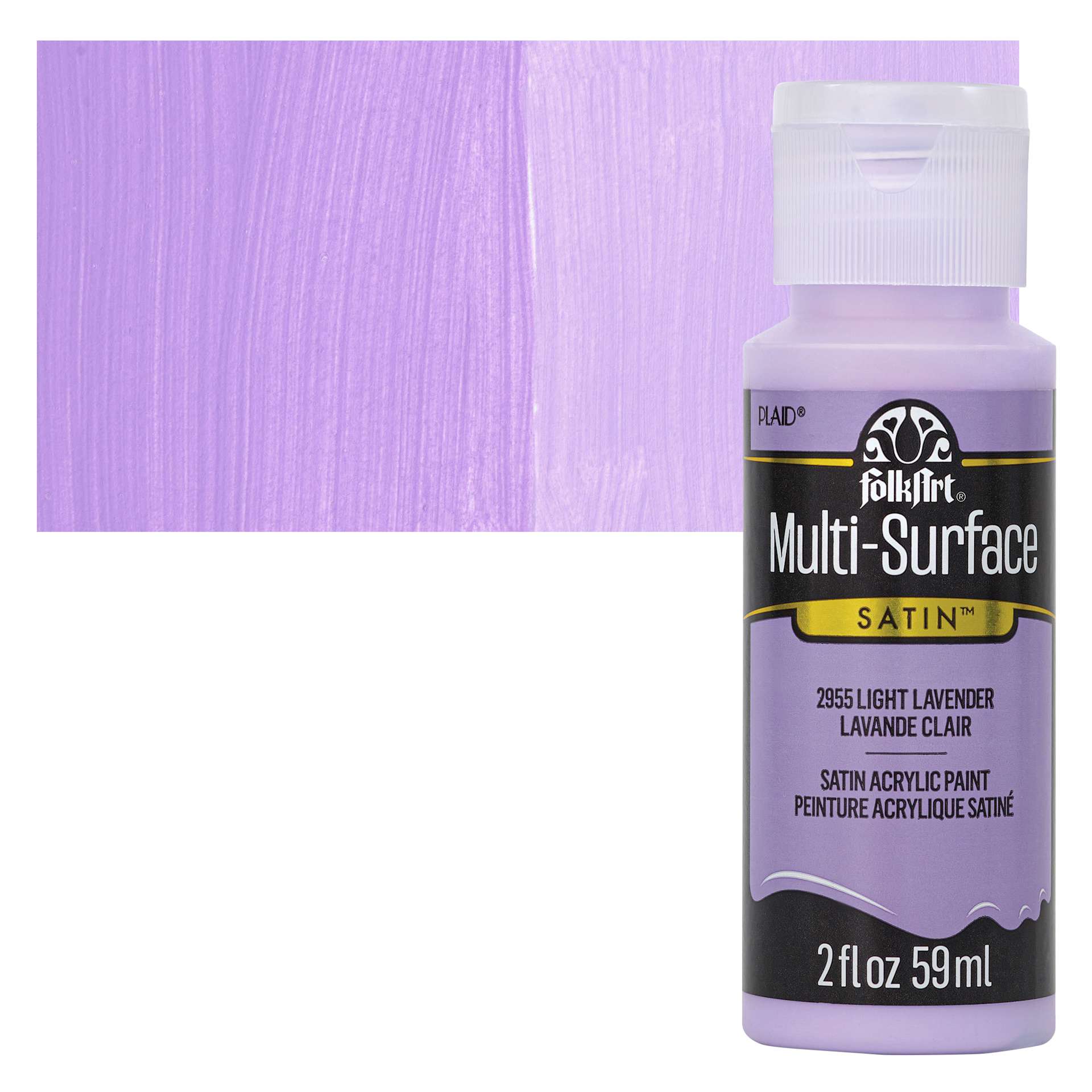 FolkArt Multi-Surface Acrylic Paint - Light Lavender, 59 ml bottle and swatch