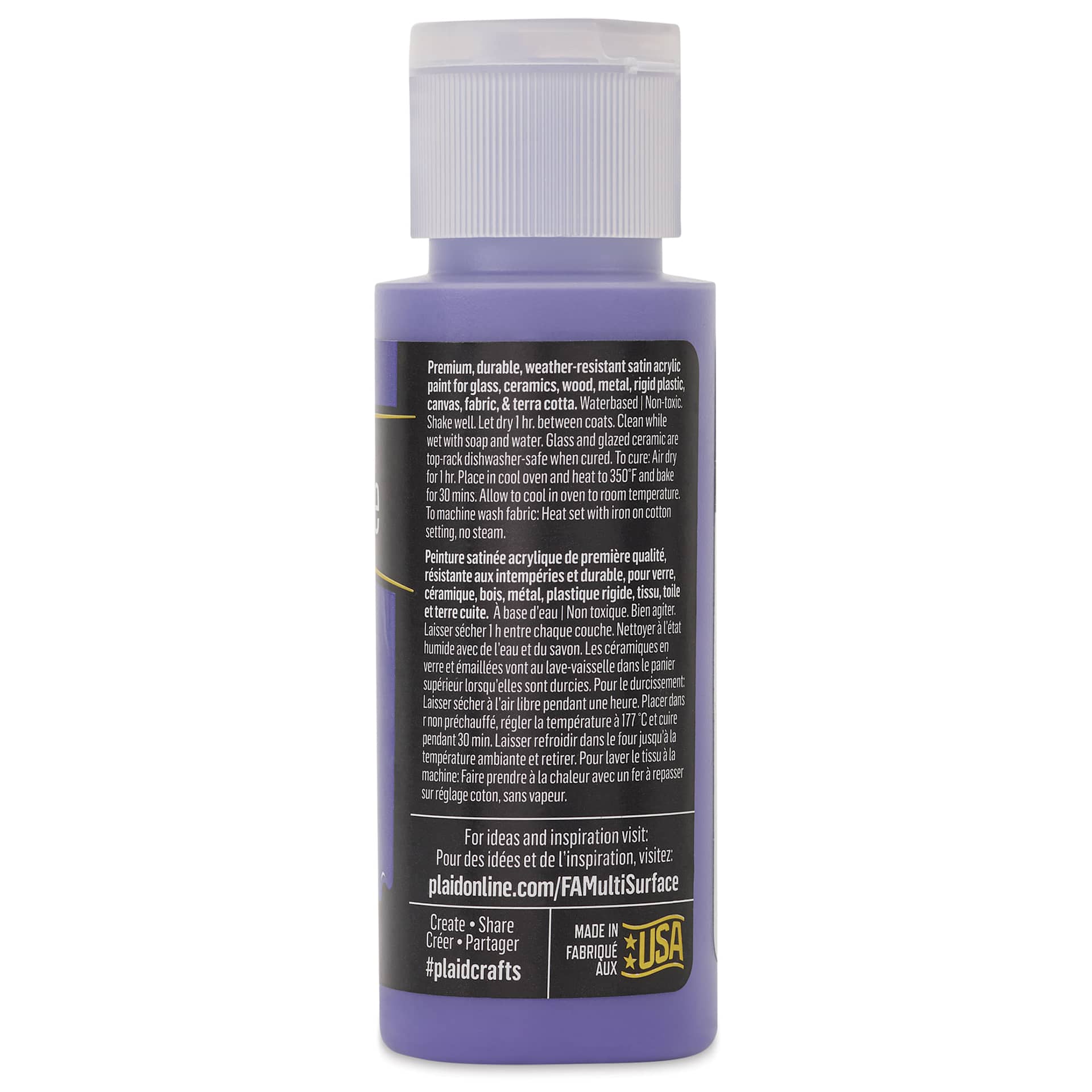 FolkArt Multi-Surface Acrylic Paint - Perfect Purple, 59 ml bottle back