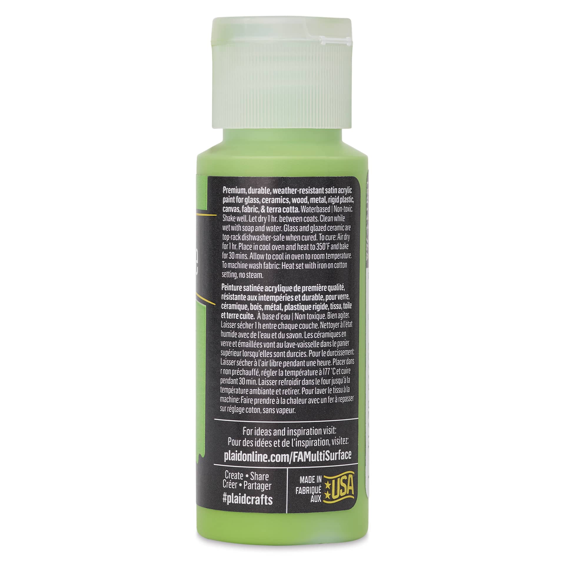 FolkArt Multi-Surface Acrylic Paint - Lime Green, 59 ml bottle back