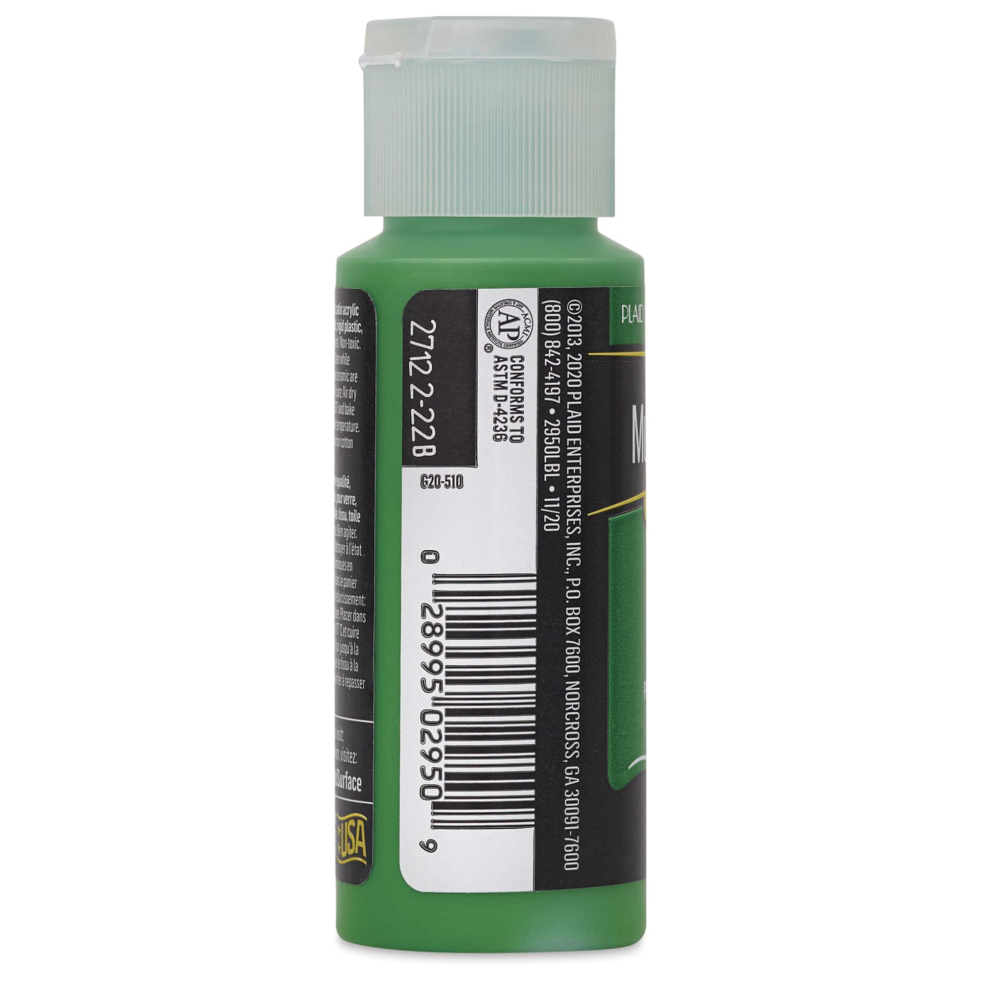 FolkArt Multi-Surface Acrylic Paint - Bright Green, 59 ml bottle side