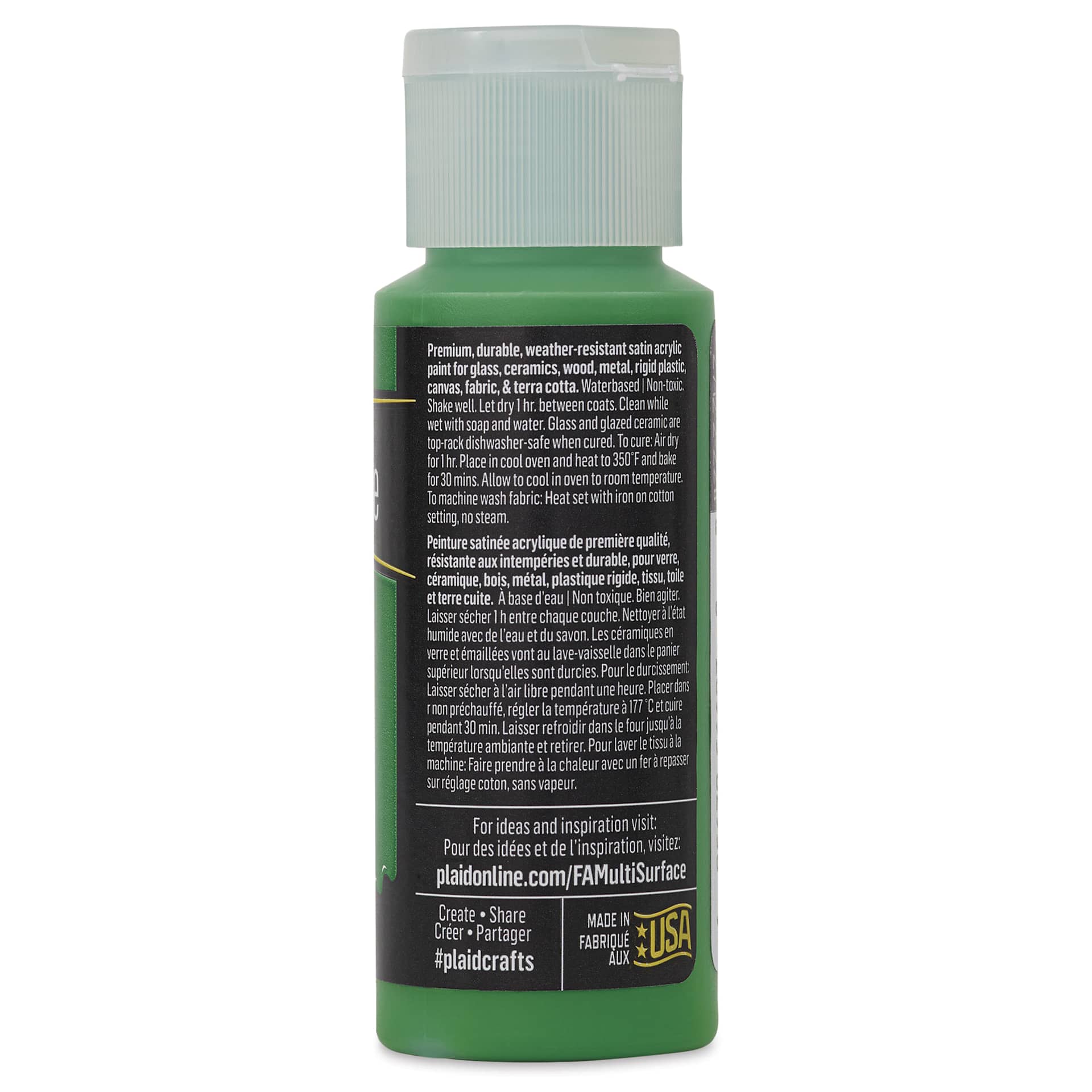 FolkArt Multi-Surface Acrylic Paint - Bright Green, 59 ml bottle back